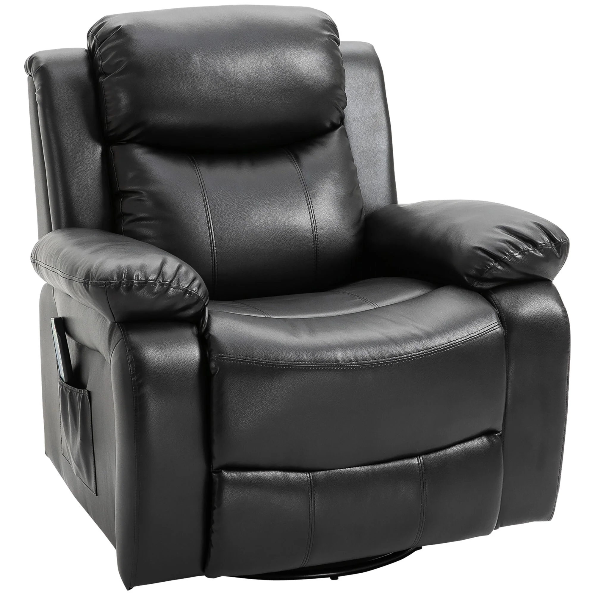 HOMCOM PU Leather Massage Recliner Chair, Swivel Rocker Sofa with Remote Control, Footrest, Padded Seat for Living Room