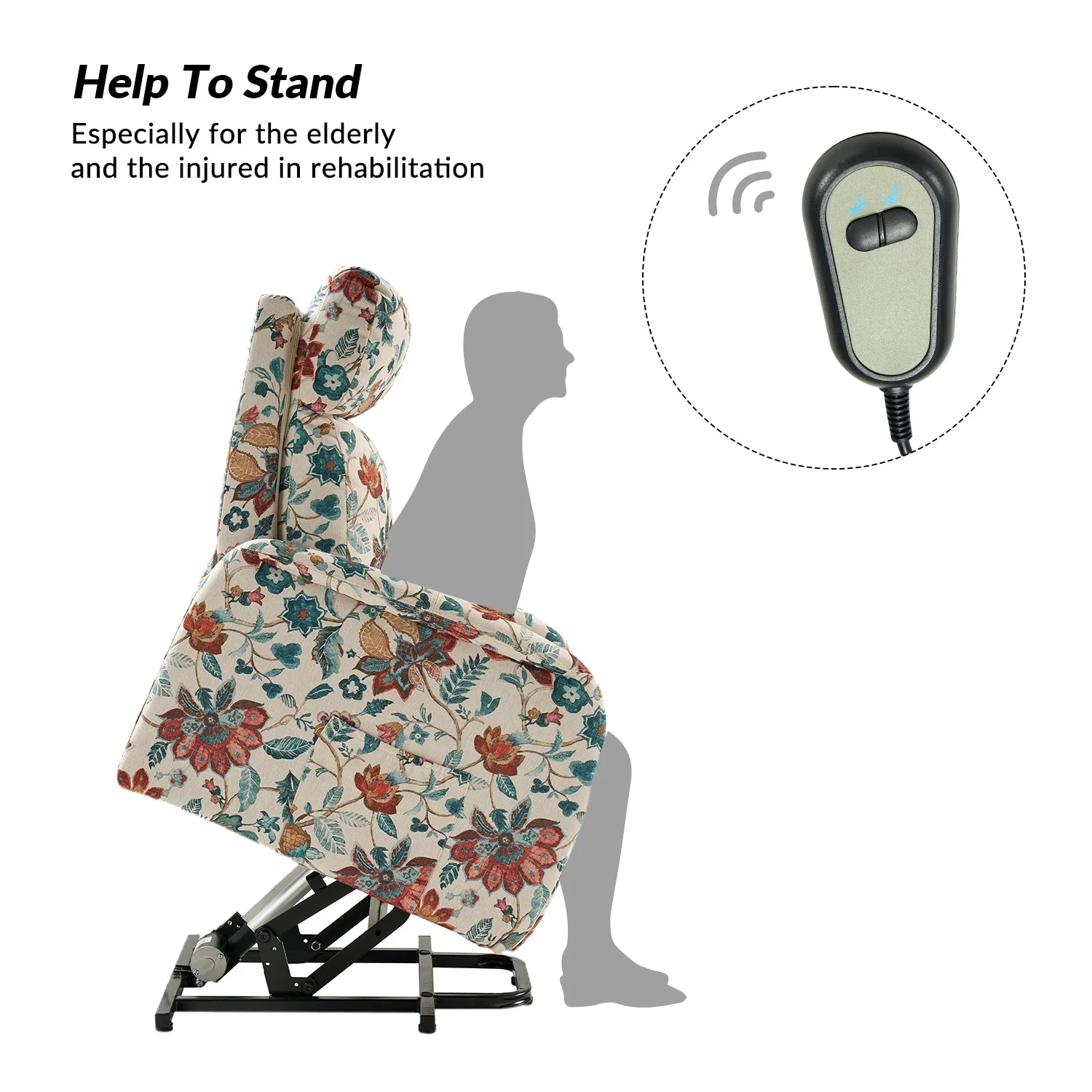 Elisa Power Remote Lift Assist Recliner with Metal Base