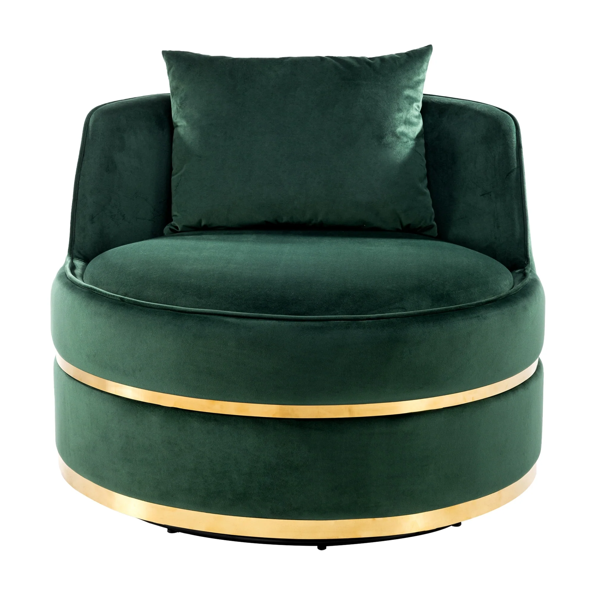 Velvet 360�� Swivel Accent Chair with Seat Cushion, Upholstered Barrel Chair with Stainless Steel Base Living Room Chair