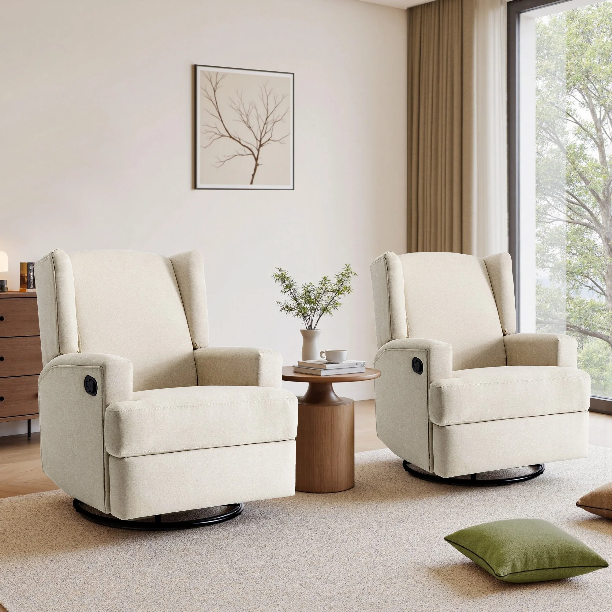 31'' W Manual Glider Swivel Glider Rocker Recliner Nursery Set of 2