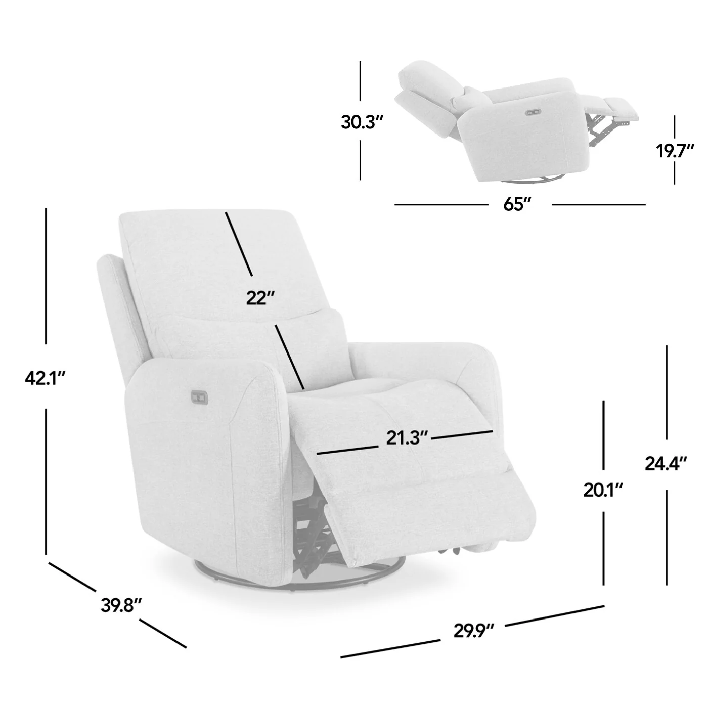 30 Power Recliner 360-degree Swivel Arm Chair Faux Leather