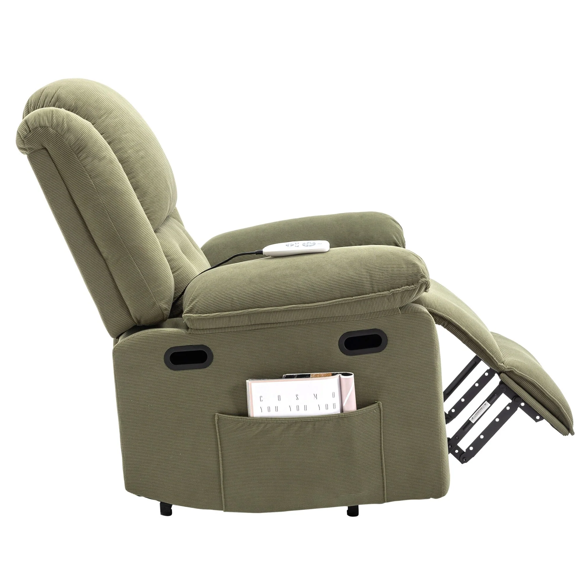 Beige Power Lift Recliner with Massage, Heating, Infinite Recline, Side Pockets, and Retractable Armrests
