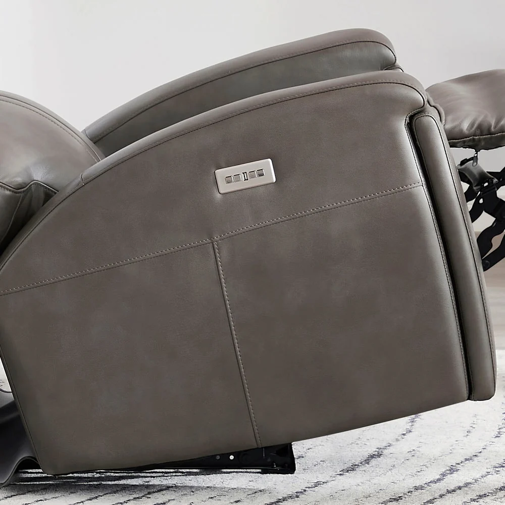 Hydeline Venice Zero Gravity Power Recline and Headrest Top Grain Leather Recliner with Cup Holder