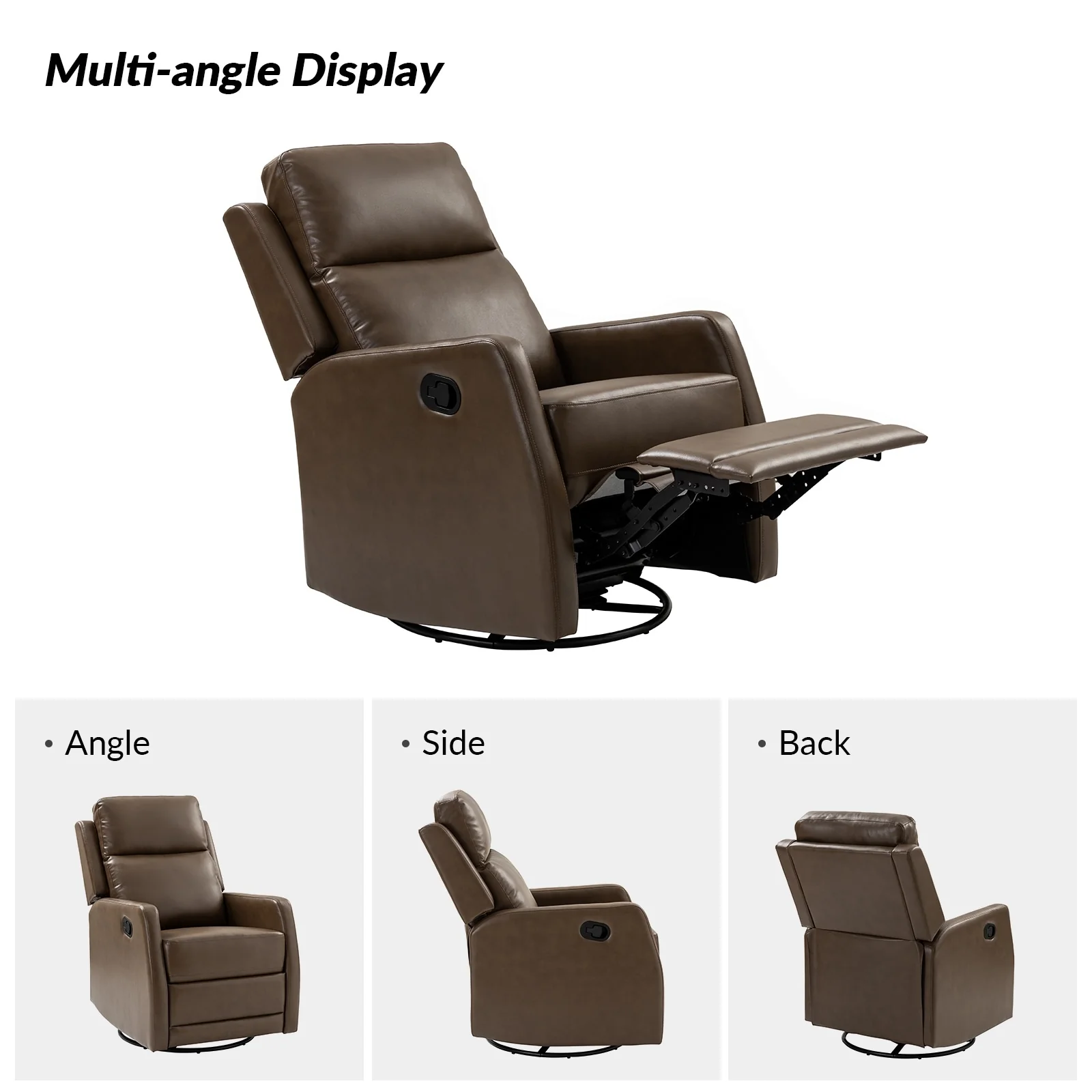 Esteban Modern Faux Leather Manual Rocking Swivel Recliner with Wingback