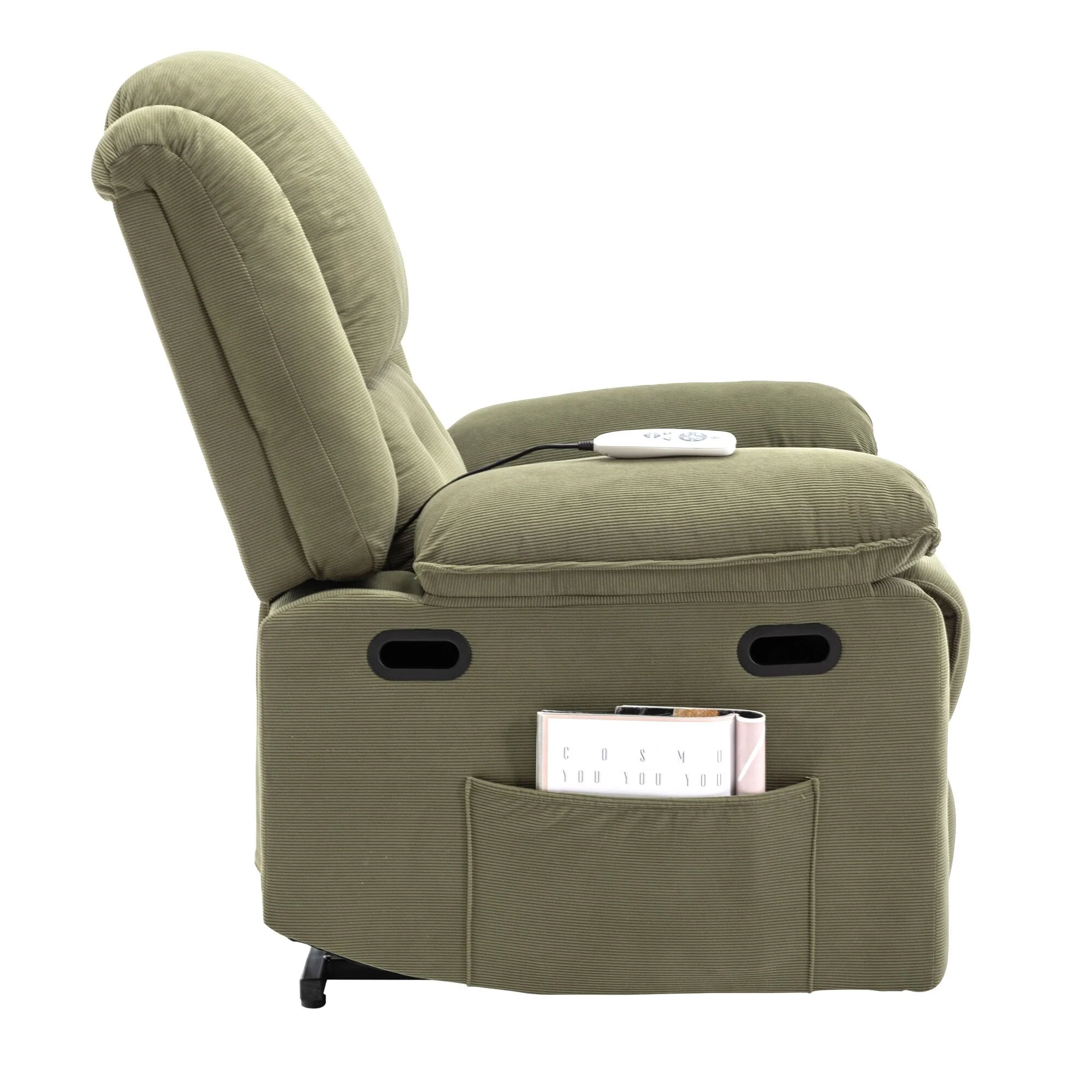 Beige Power Lift Recliner with Massage, Heating, Infinite Recline, Side Pockets, and Retractable Armrests