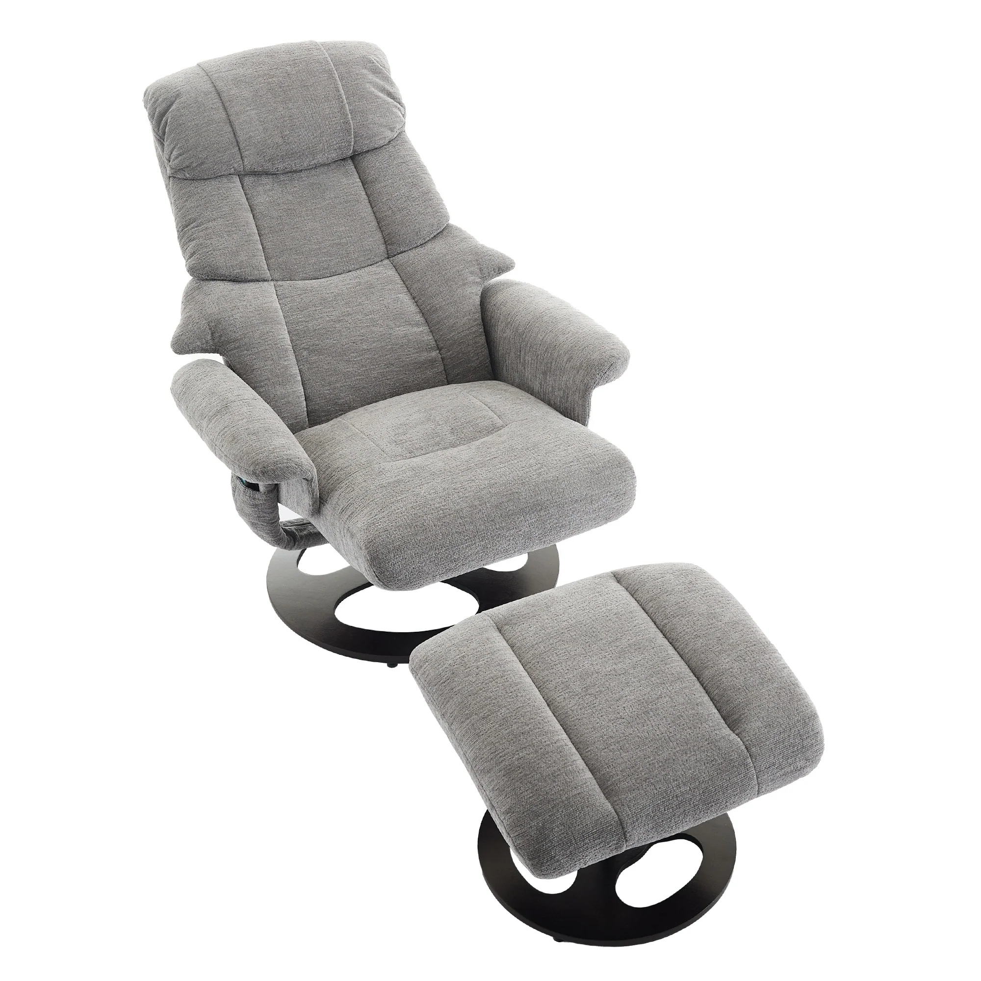 360�� Swivel Ergonomic Recliner Chair with Ottoman, Adjustable Backrest, 5 Vibration Massage, Seat Heating, Chenille Fabric