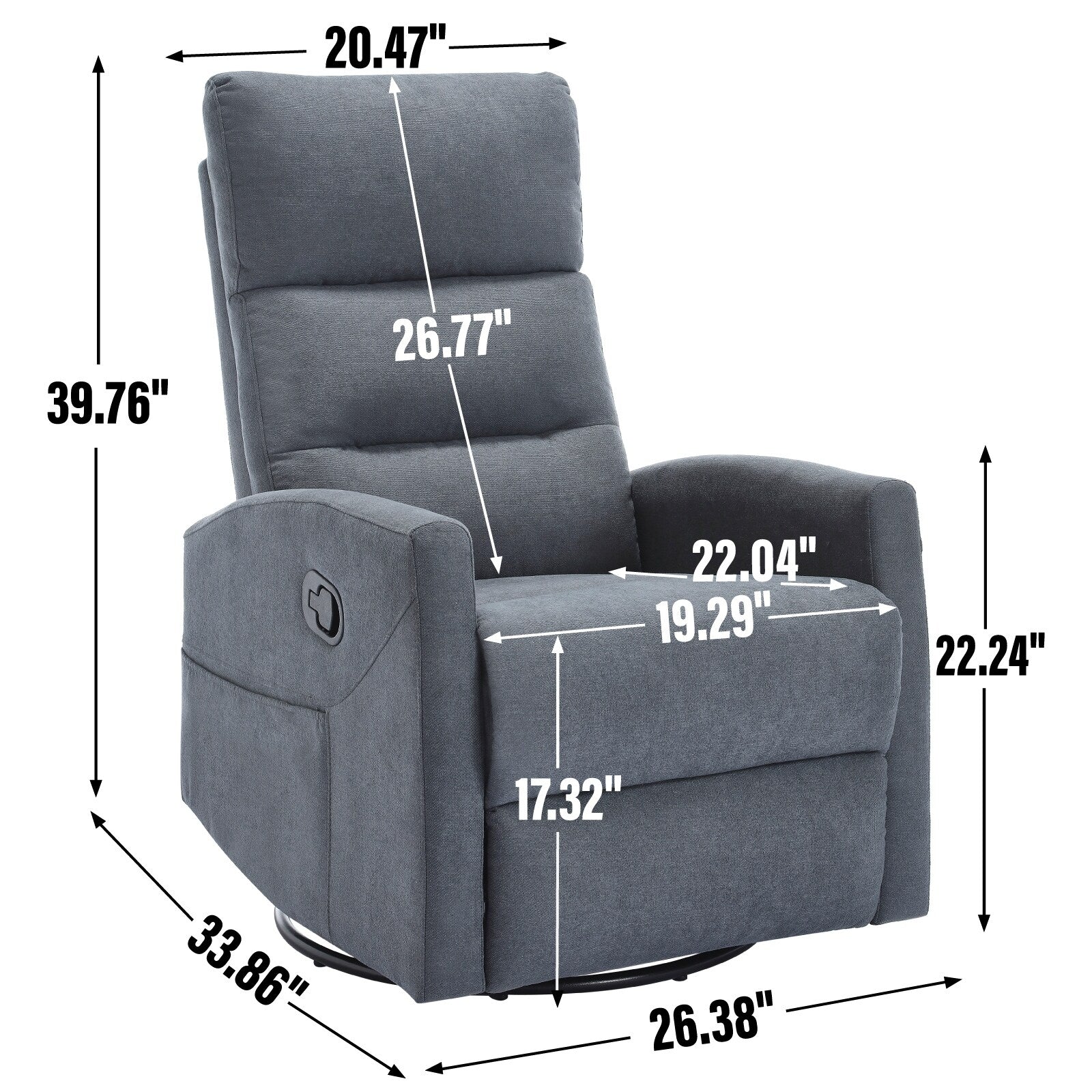 Manual Recliner Chair with Rocker and Swivel
