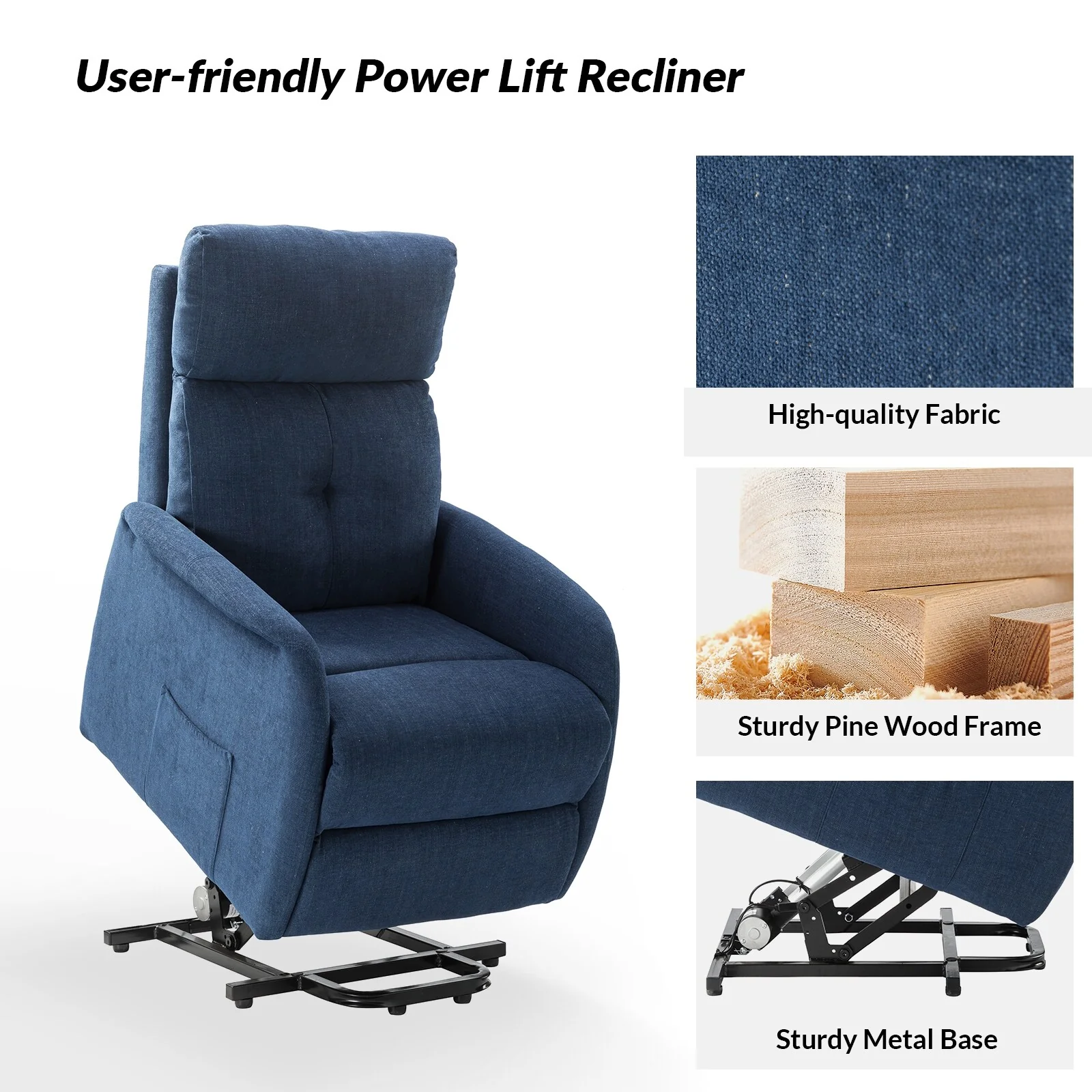 Elisa Power Remote Lift Assist Recliner with Metal Base