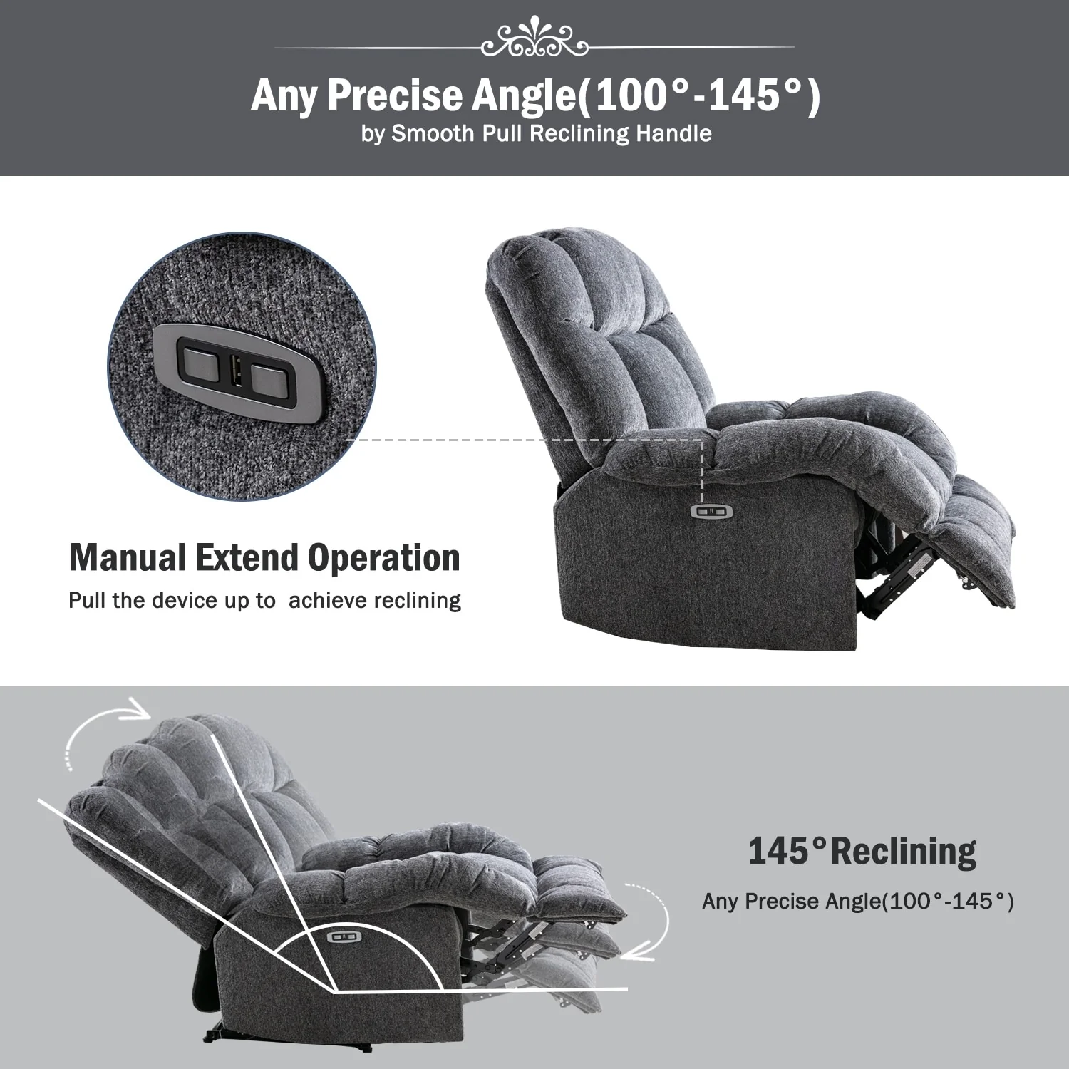 Chenille Power Standard Recliner Chair