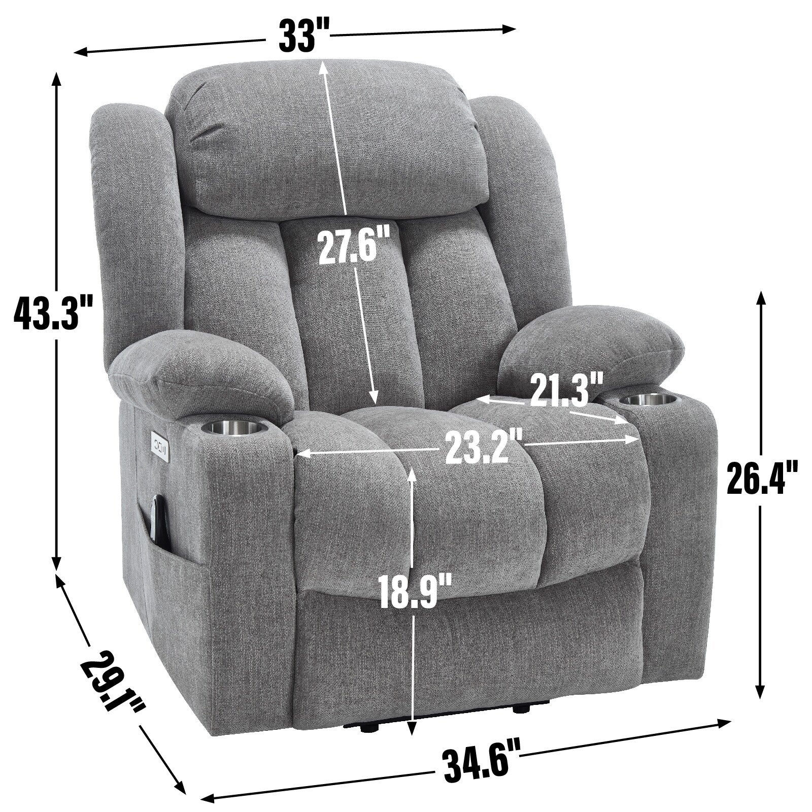 Chenille Power Lift Recliner Chair