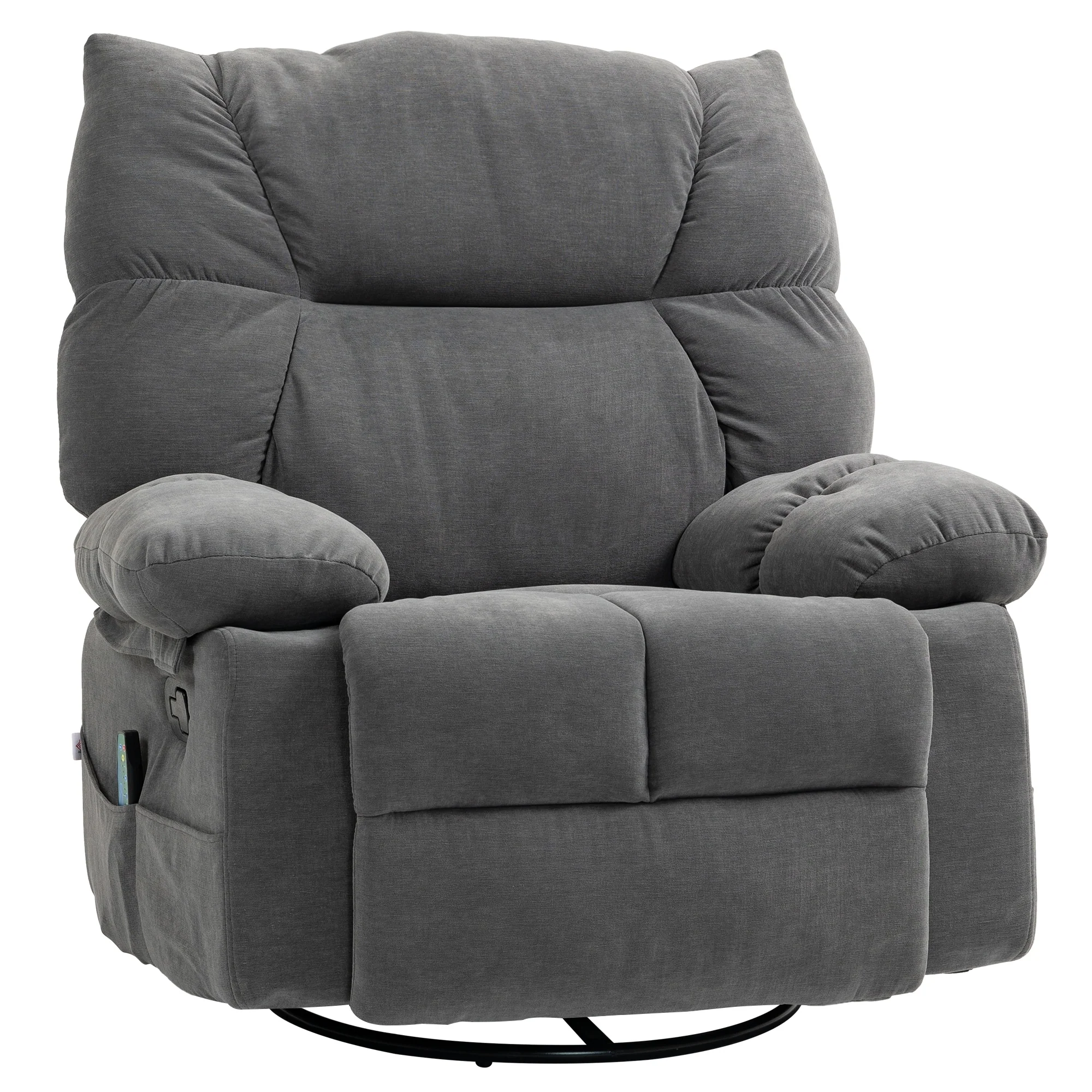 Oversized Manual Recliner with 360�� Swivel, Rocking, Heat & Massage, Footrest and 4 Storage Pockets, Remote Included