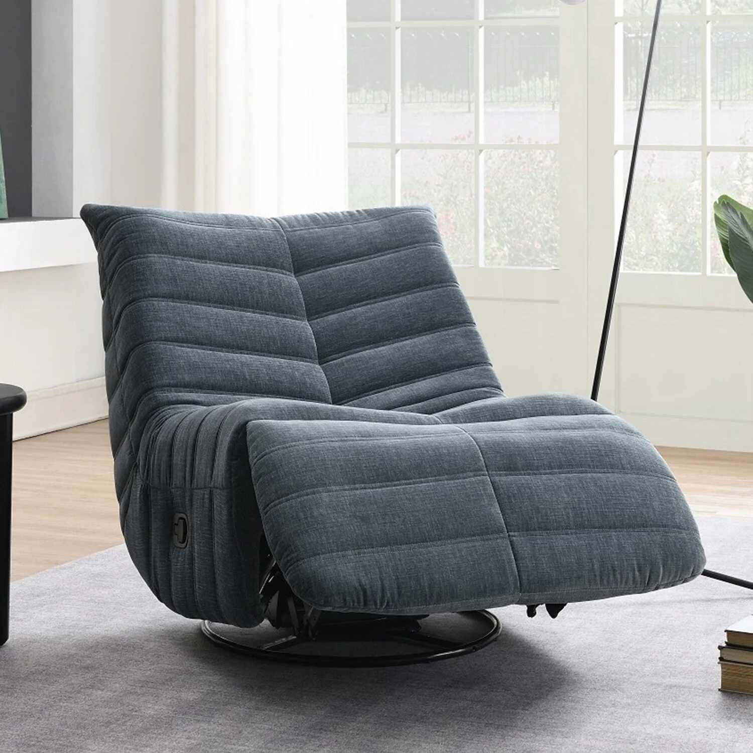 Chenille Upholstered Manual Recliner with Swivel