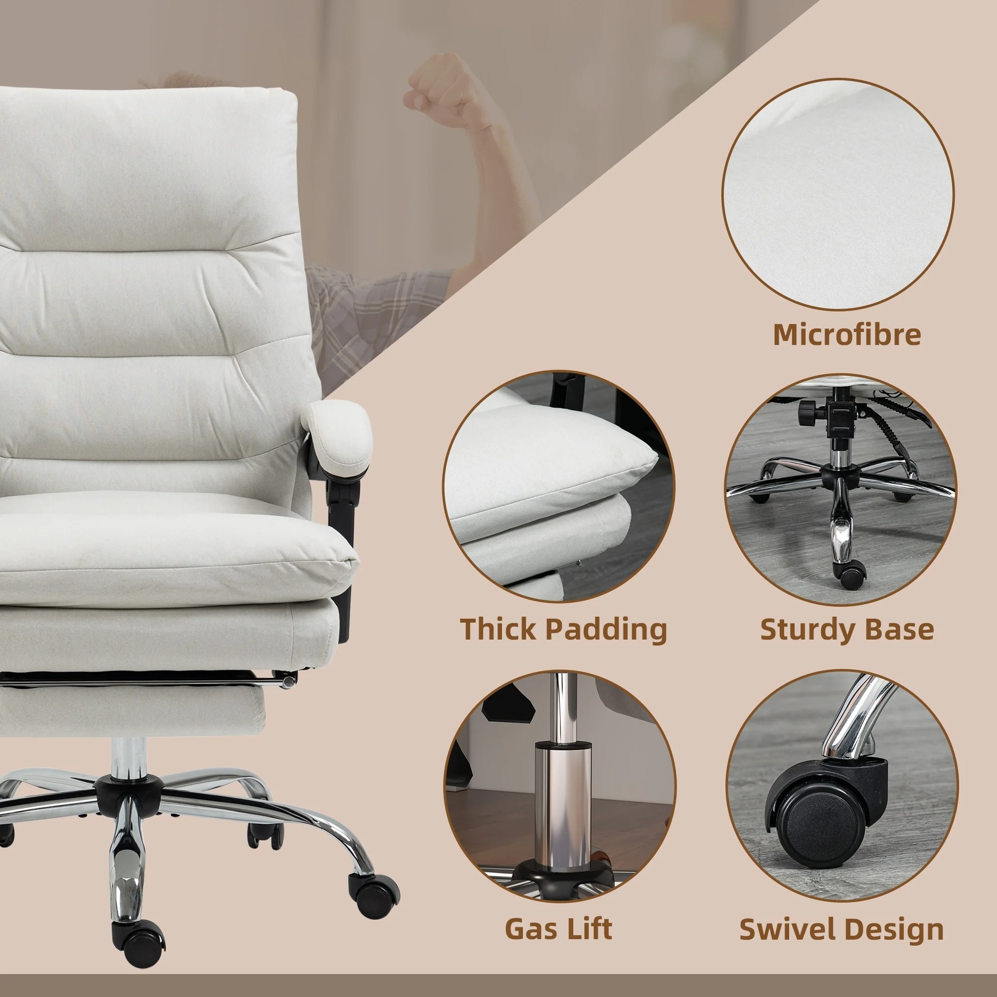 Vinsetto Microfibre Vibration Heated Reclining Massage Office Chair