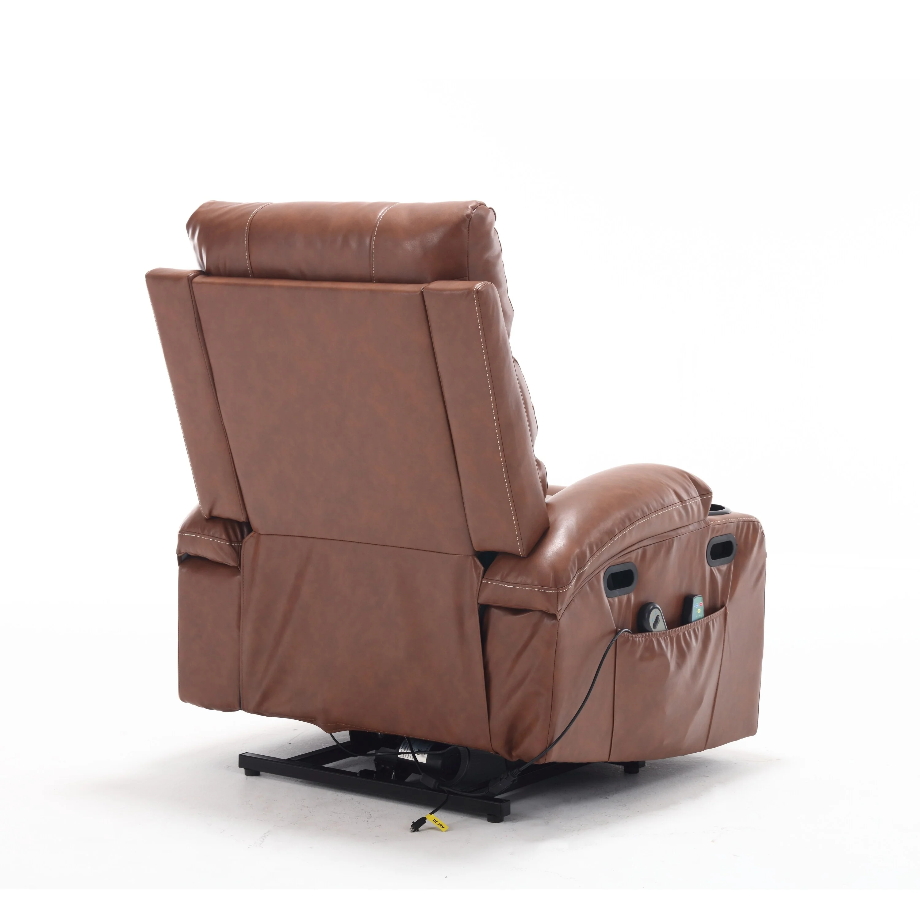 PU Leather Power Lift Recliner with Massage, Heating & Cup Holders