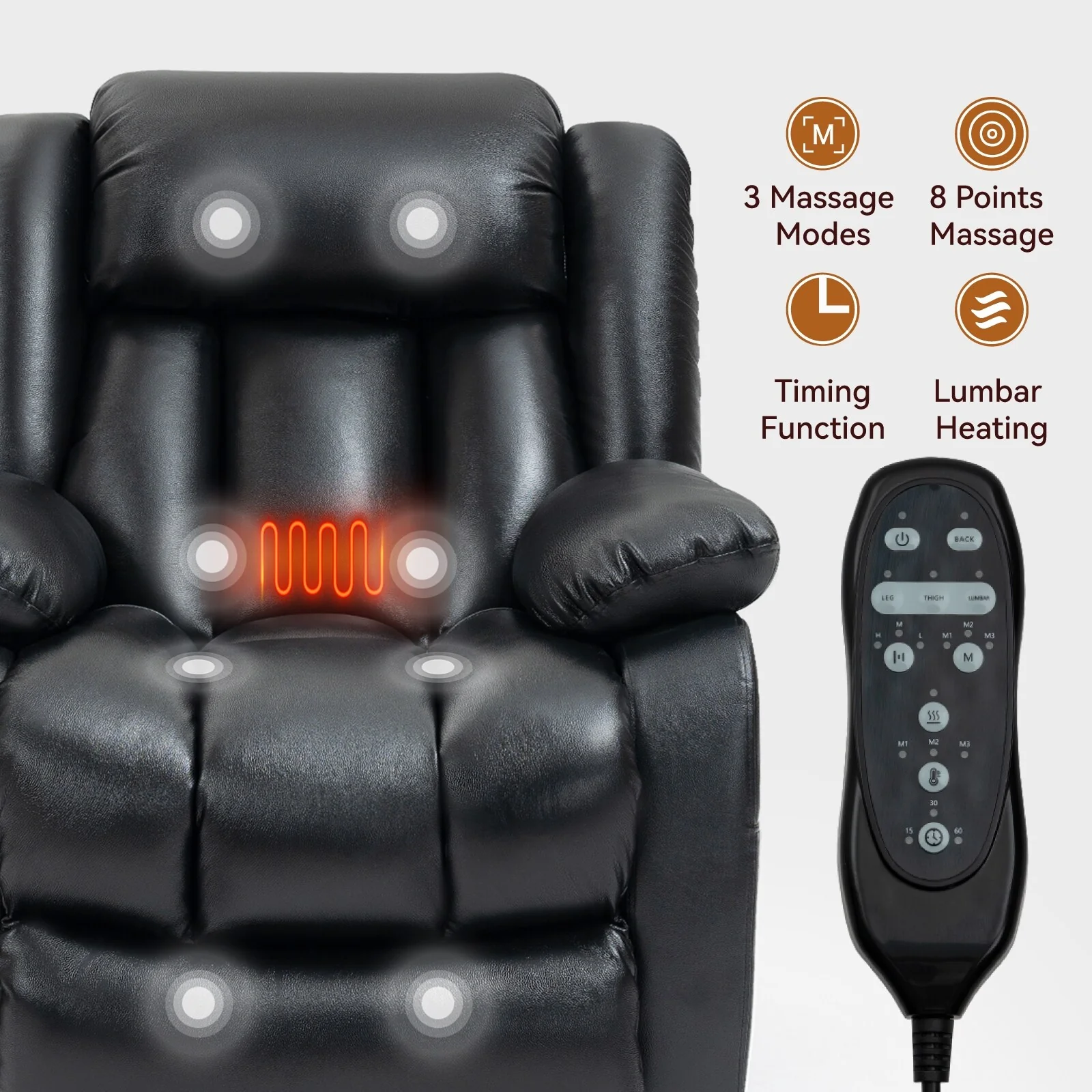 Power Lift Recliner Chair with 8-Point Vibration Massage