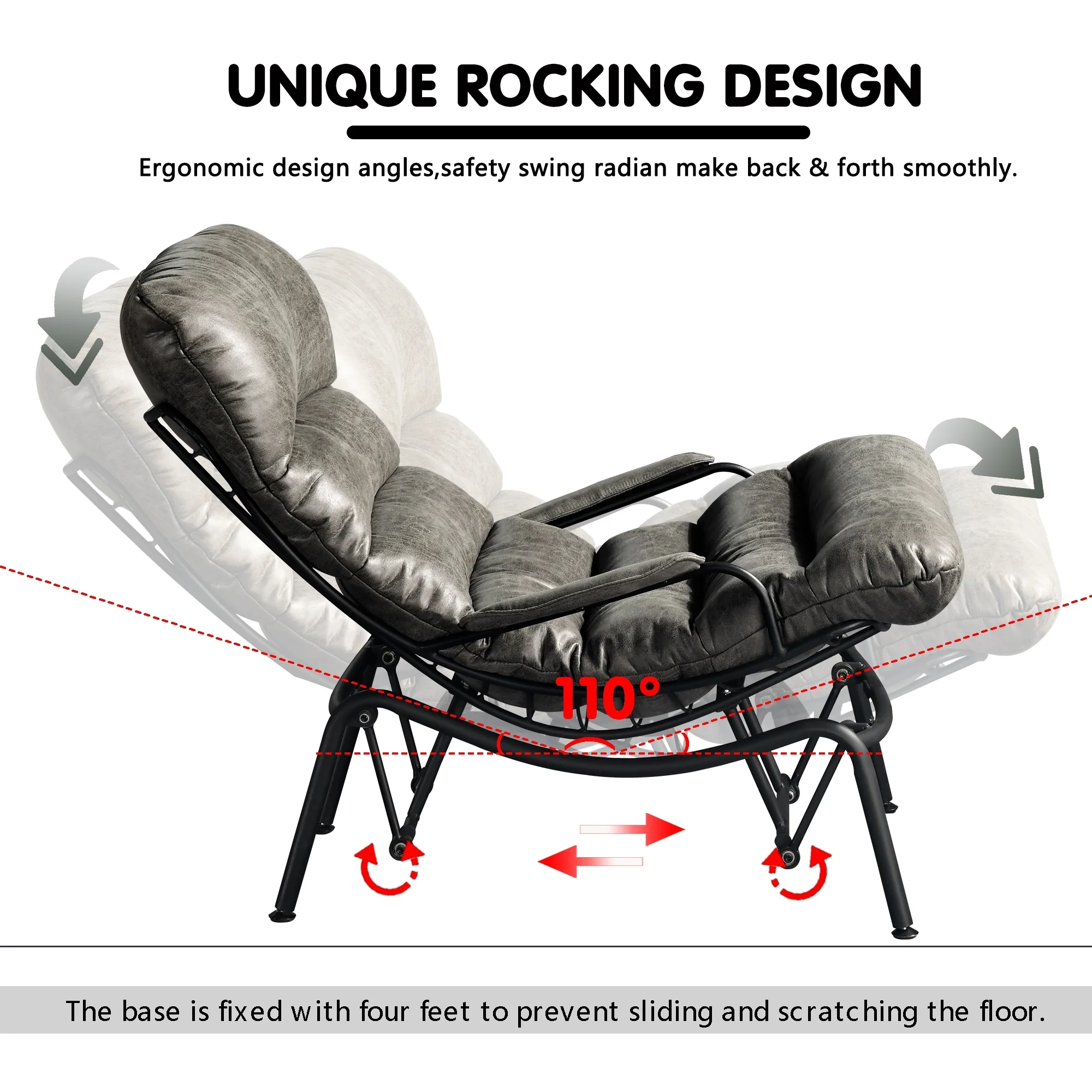 OVIOS Living Room Accent Chair Rocking Recliner Chair with Ottoman