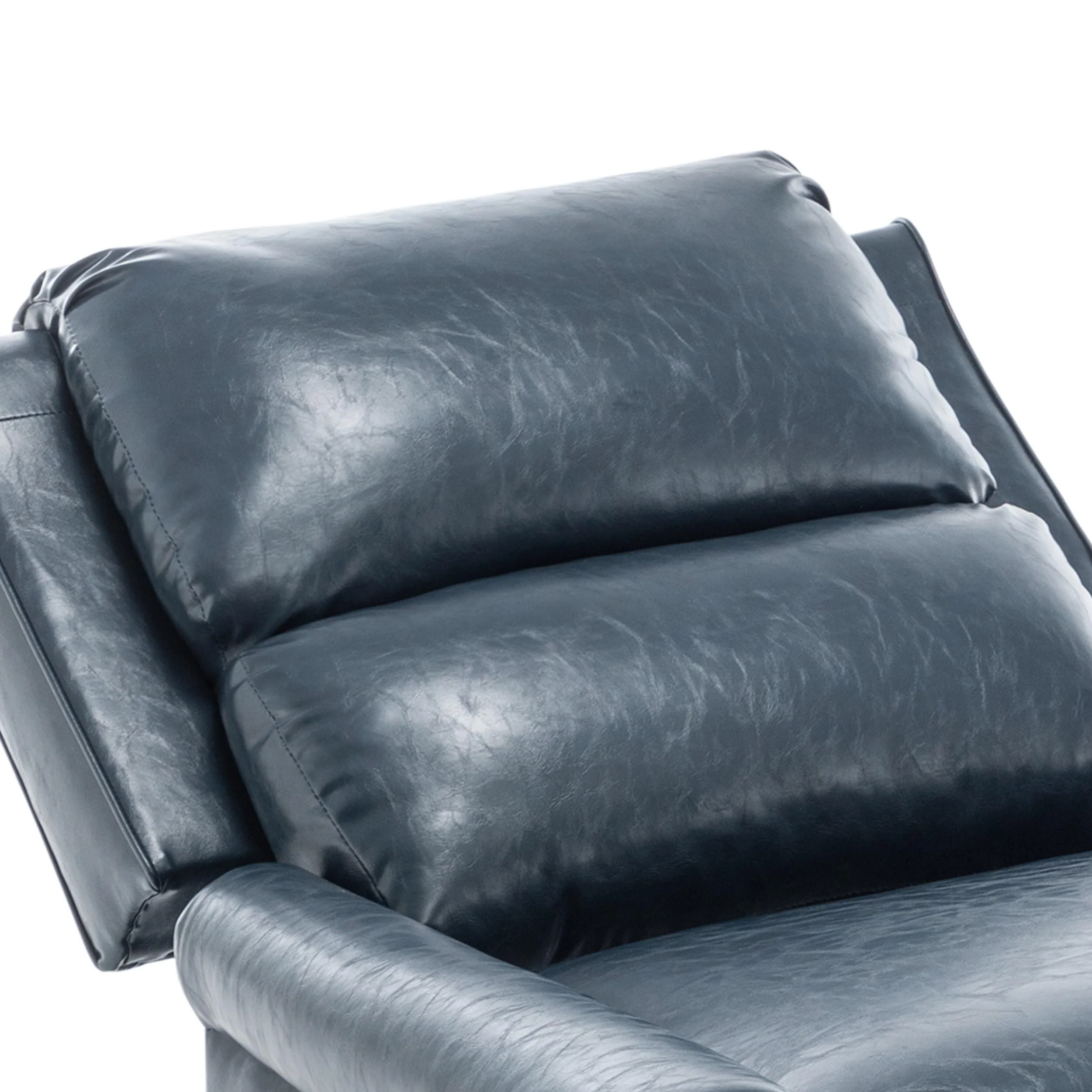 Mid-Century Nailhead PU Leather Linen Recliner