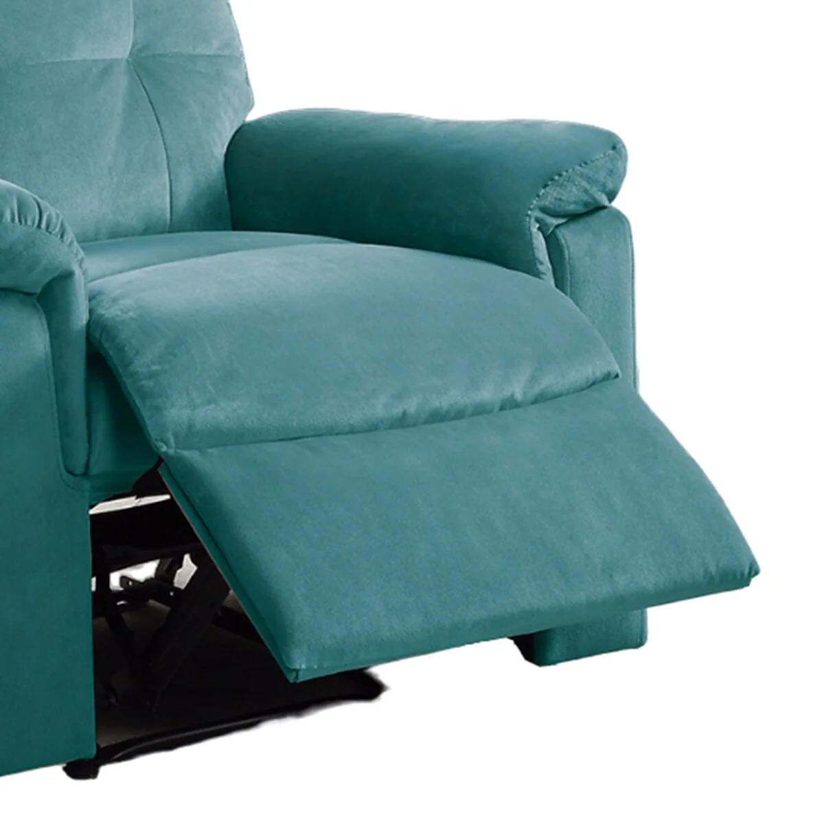 Velvet Upholstered Manual Motion Single Recliner with Tufted Back