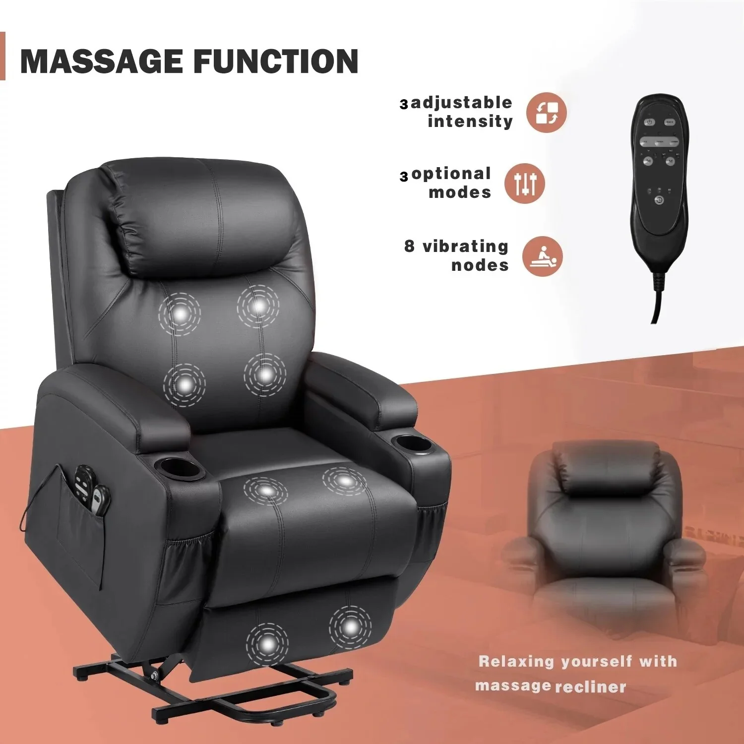 Homall Faux Leather Power Lift Recliner Chair with Massage