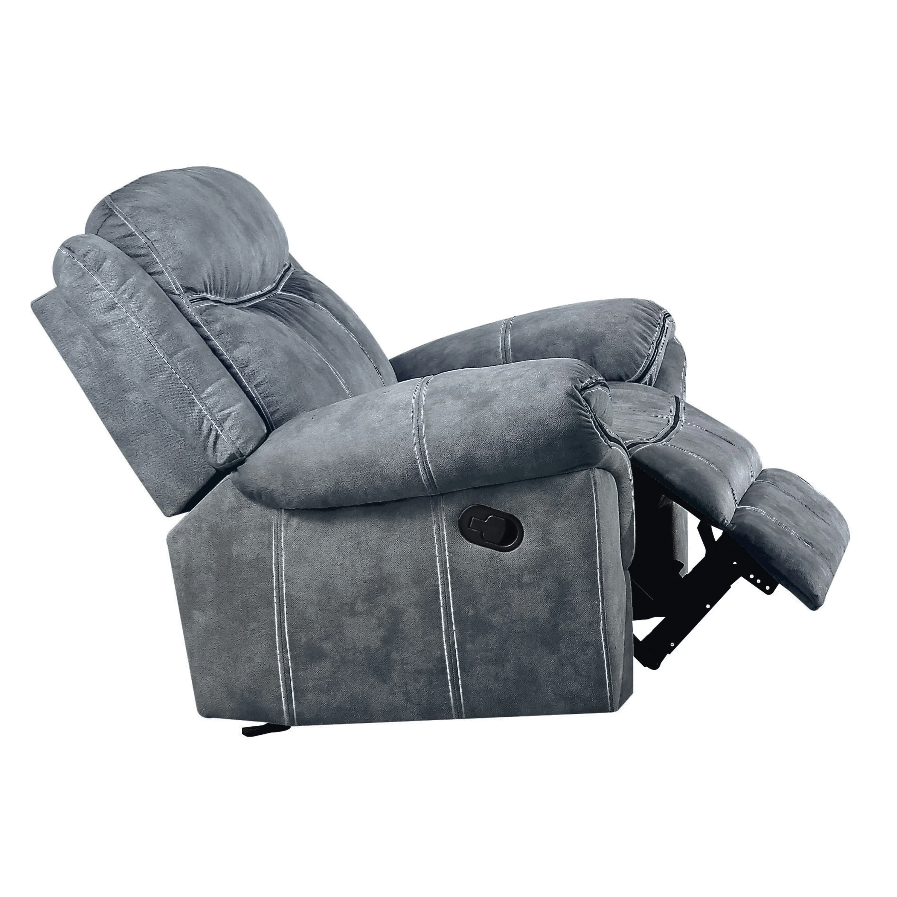 Two Tone Gray Velvet Glider Recliner