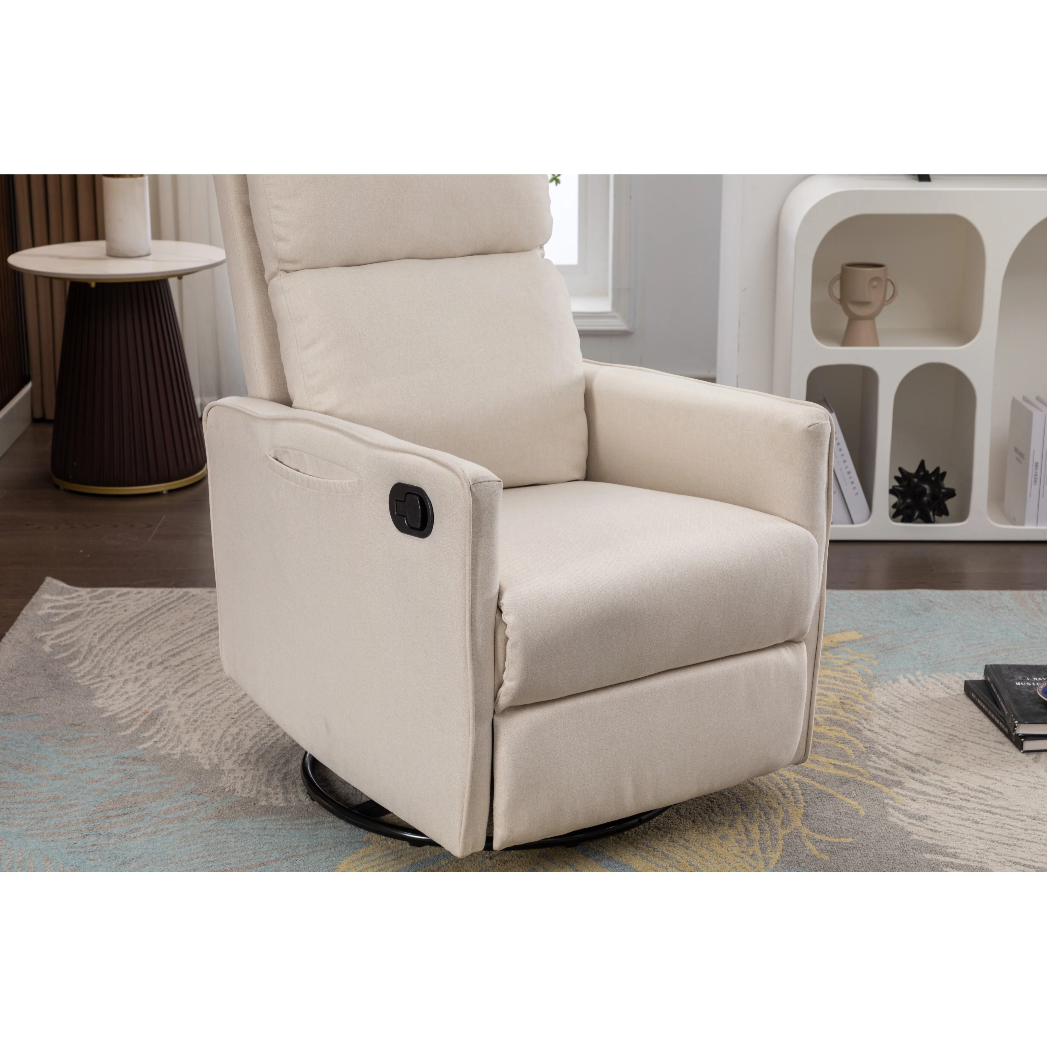 Manual Swivel Rocker Recliner Chair with Adjustable Back & Footrest
