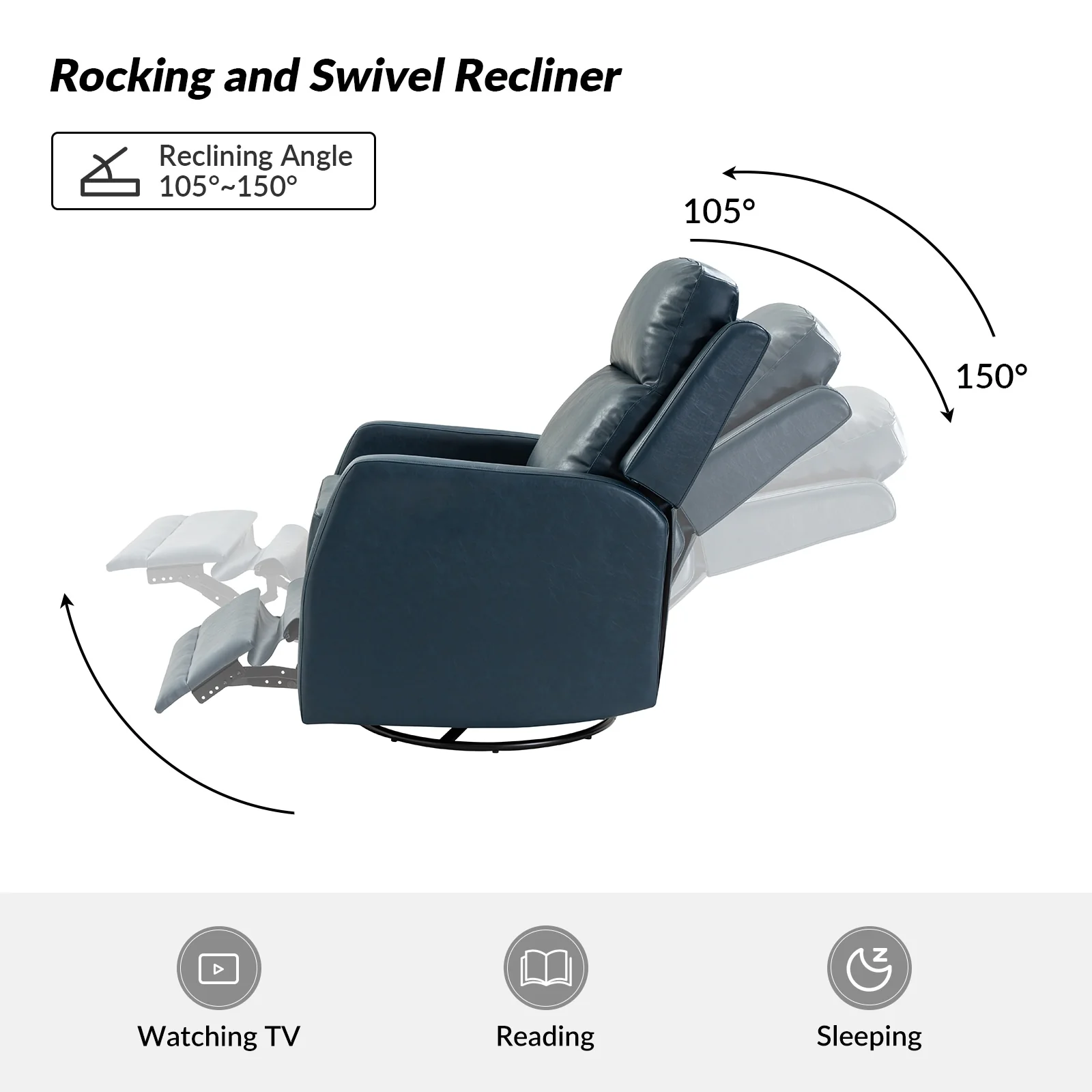 Esteban Modern Faux Leather Manual Rocking Swivel Recliner with Wingback