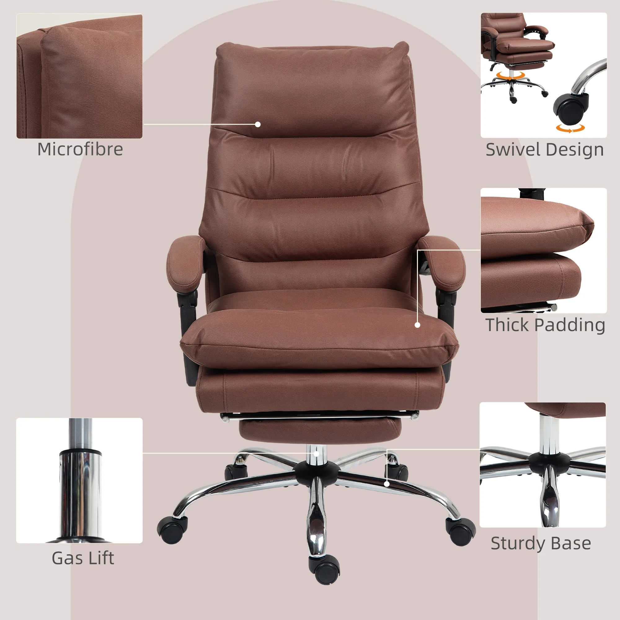 Vinsetto Microfibre Vibration Heated Reclining Massage Office Chair