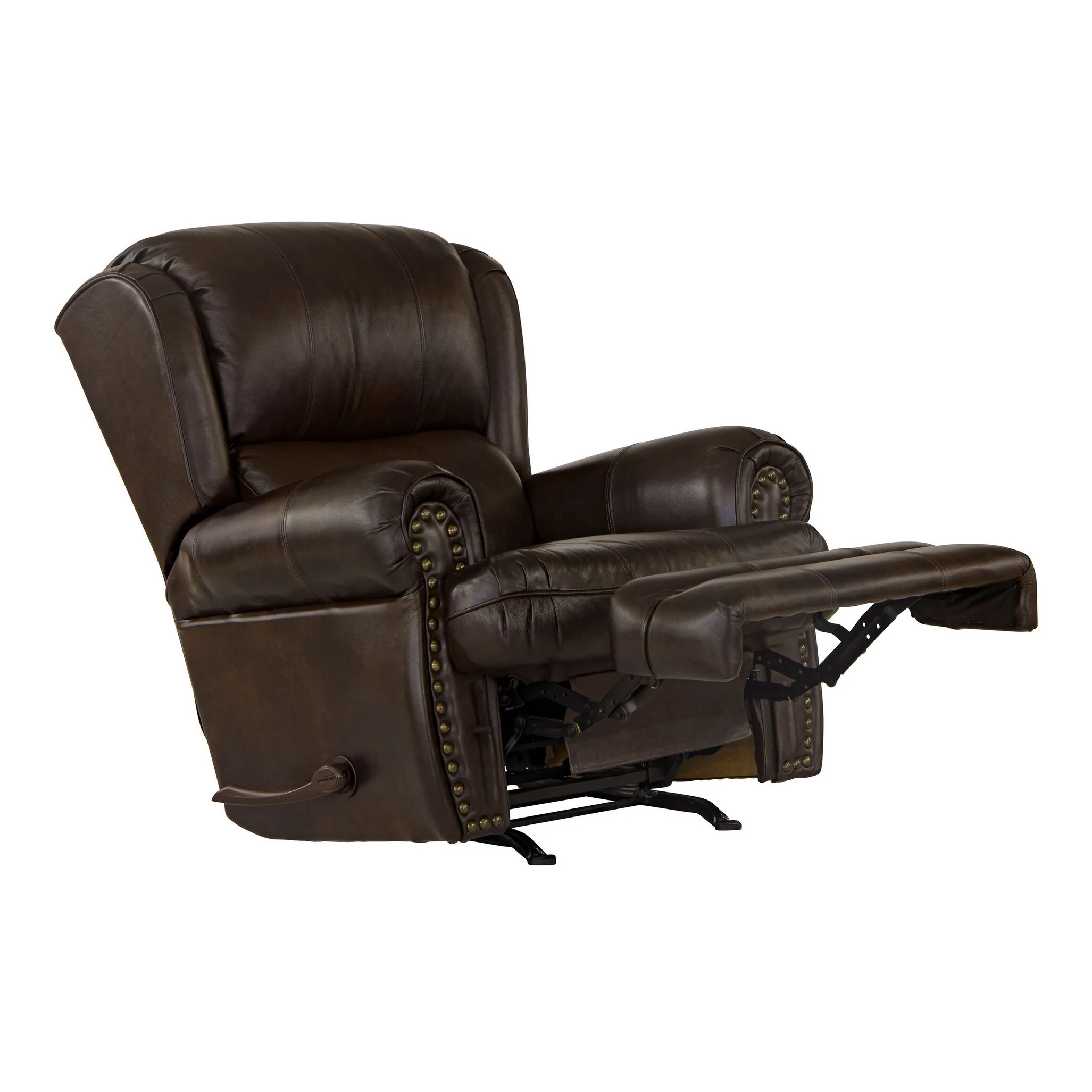 Skelt Italian Leather Rocker Recliner, Chocolate