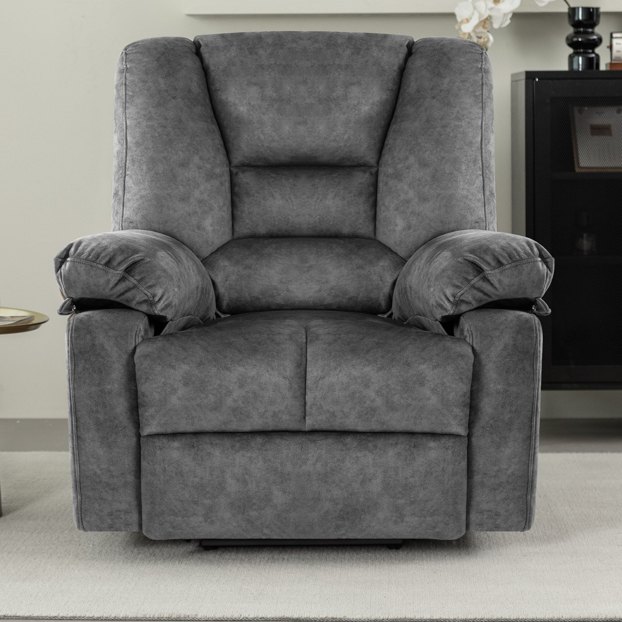 Grey Power Lift Recliner with Massage & Adjustable Positions