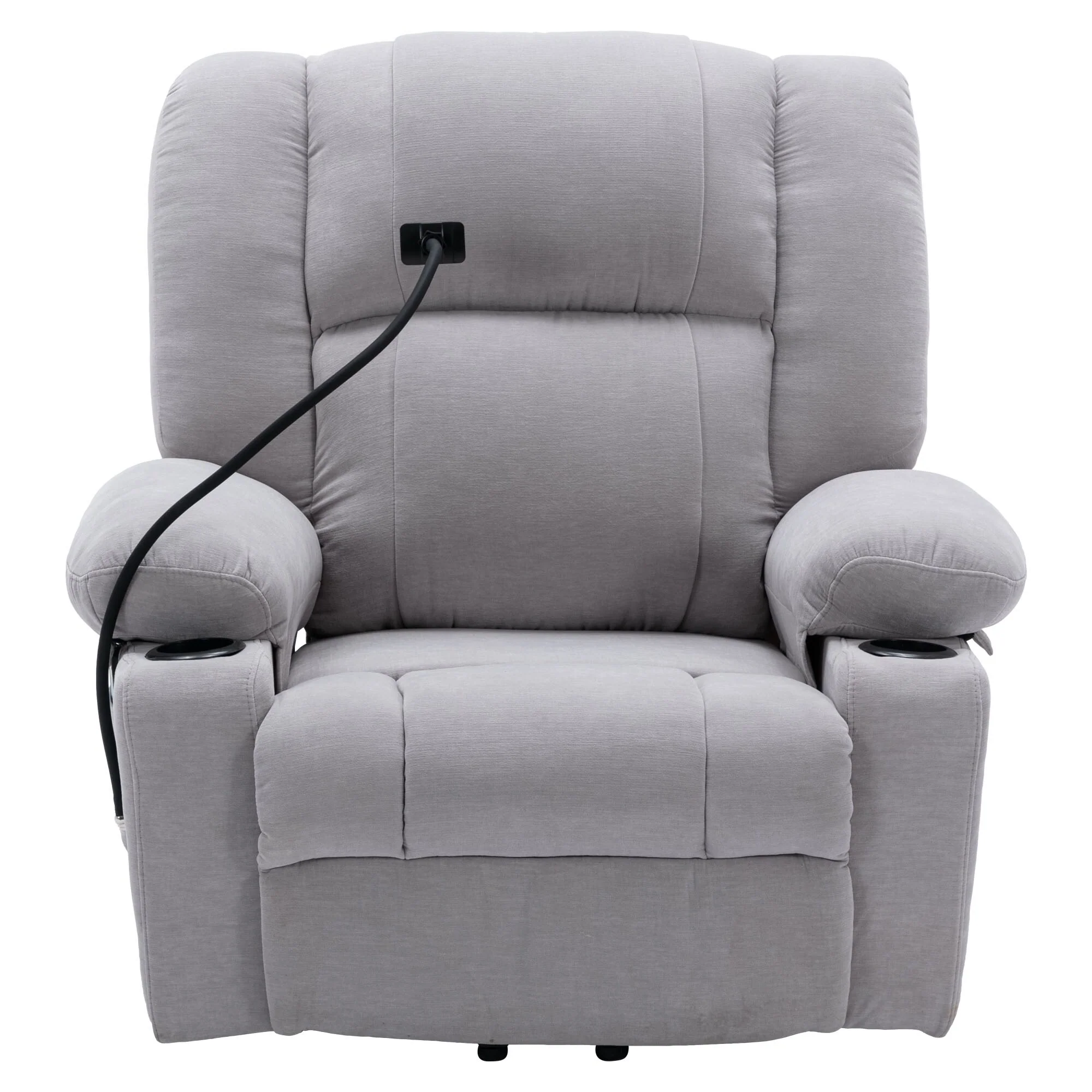 Grey Electric Lift Recliner Chair with Massage, Heating, Cup Holders & 360�� Swivel Phone Holder, Adjustable Recline Options