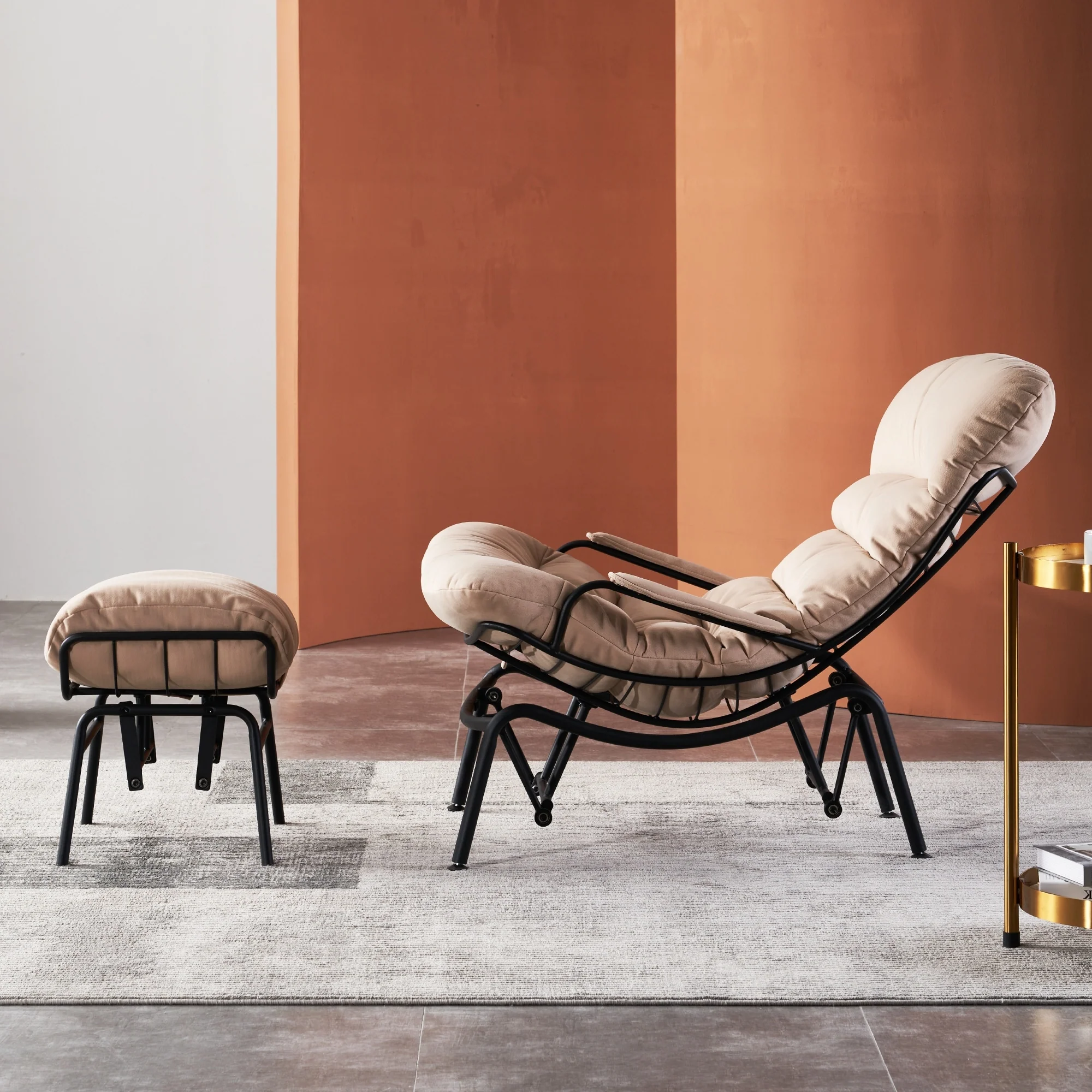 OVIOS Living Room Accent Chair Rocking Recliner Chair with Ottoman