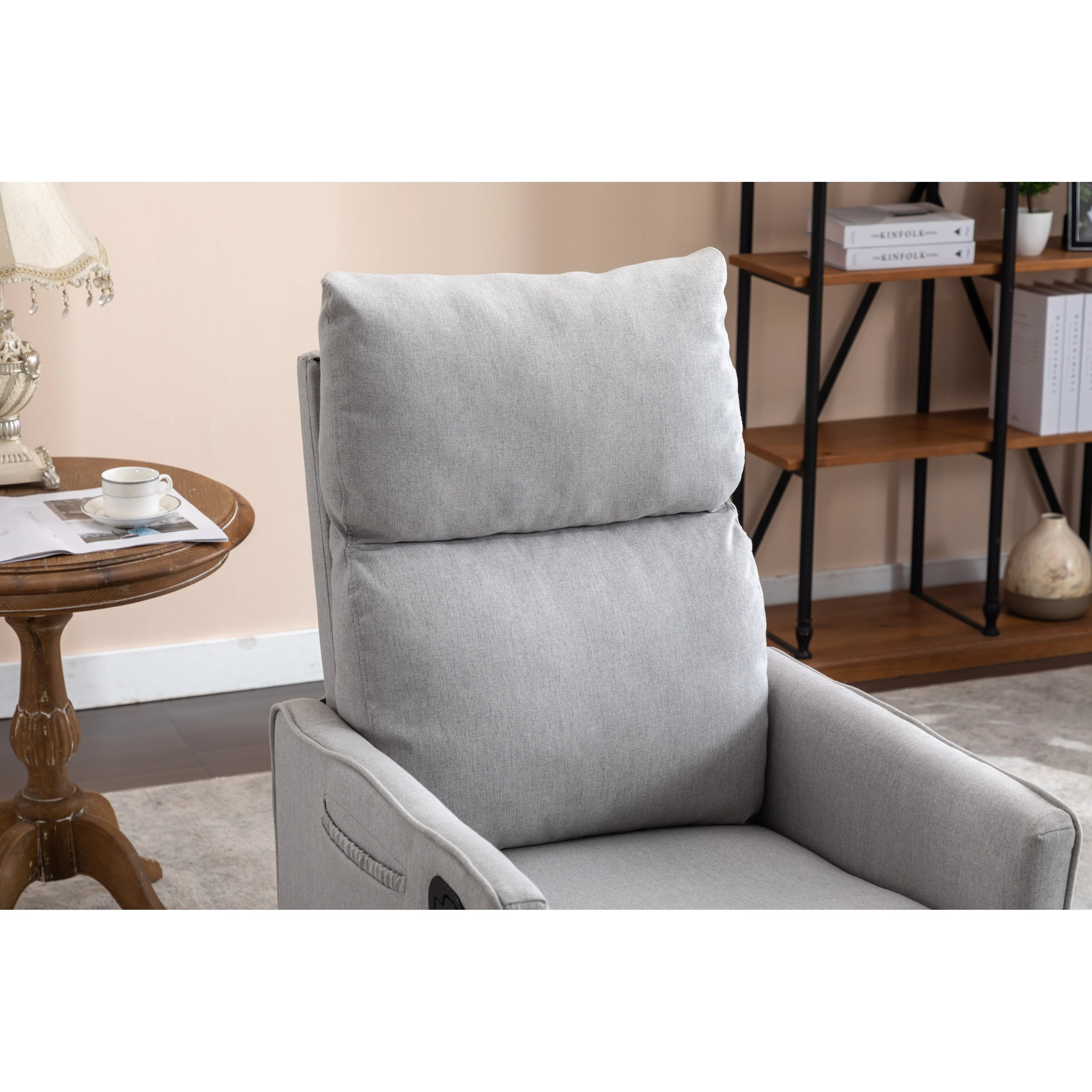 Manual Swivel Rocker Recliner Chair with Adjustable Backrest and Footrest