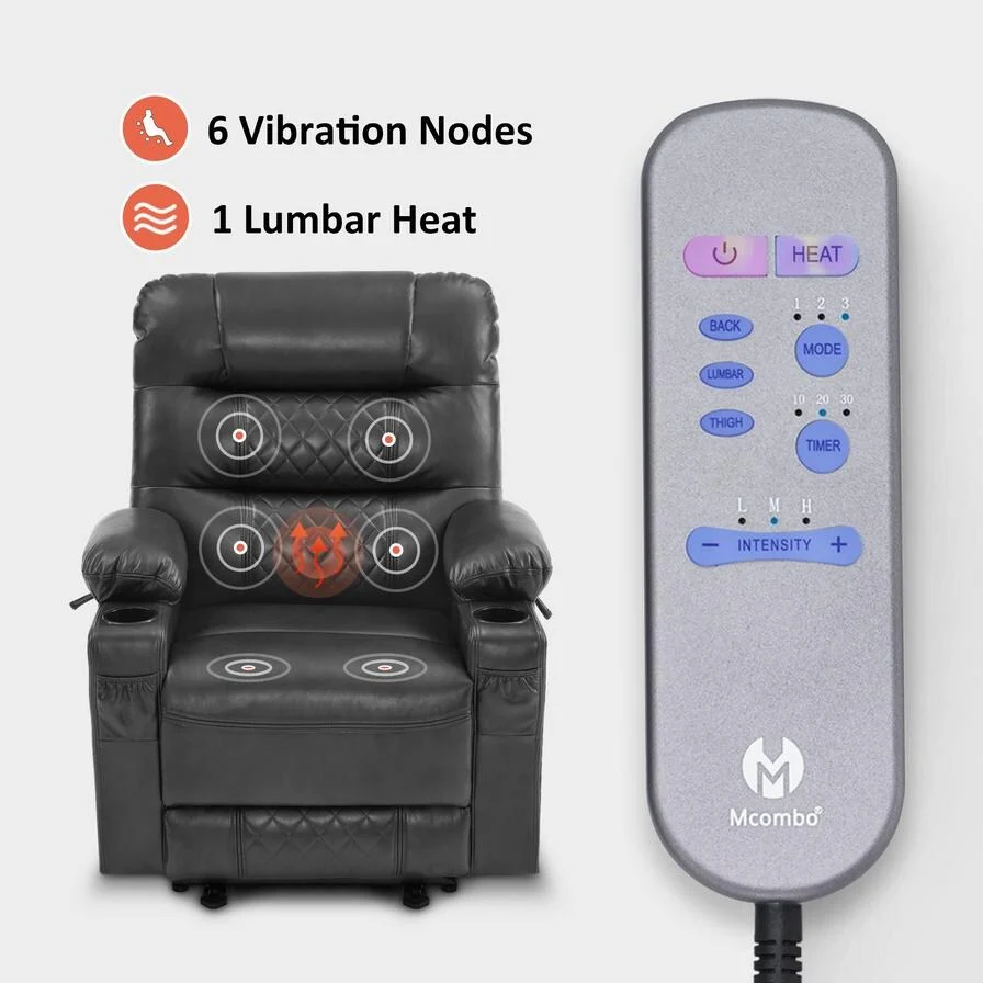 MCombo Electric Power Recliner Chair with Heat and Massage, Leather PR621