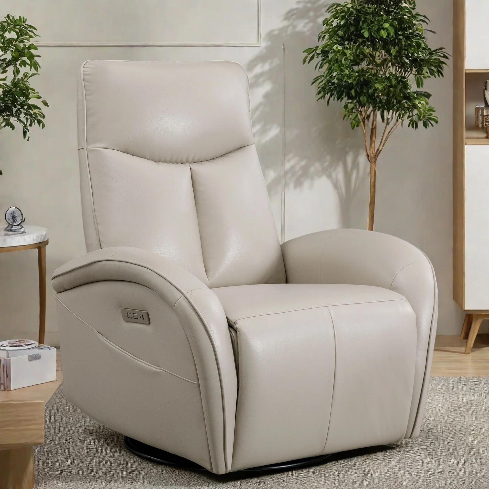 Armless Recliner Chair with Power Glider Swivel Rocker, USB & Type-C Ports, and High-Density Backrest
