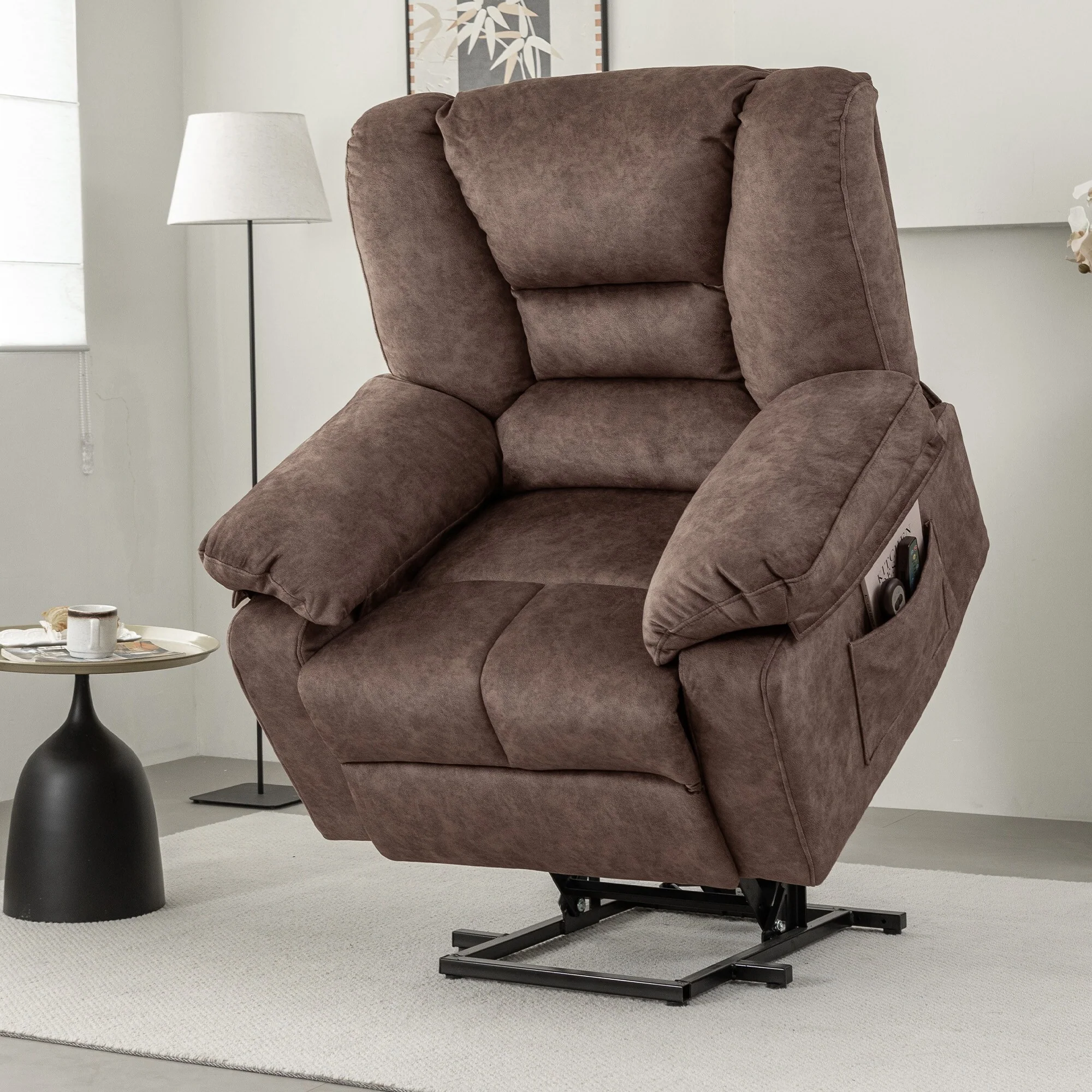 Grey Power Lift Recliner with Massage & Adjustable Positions