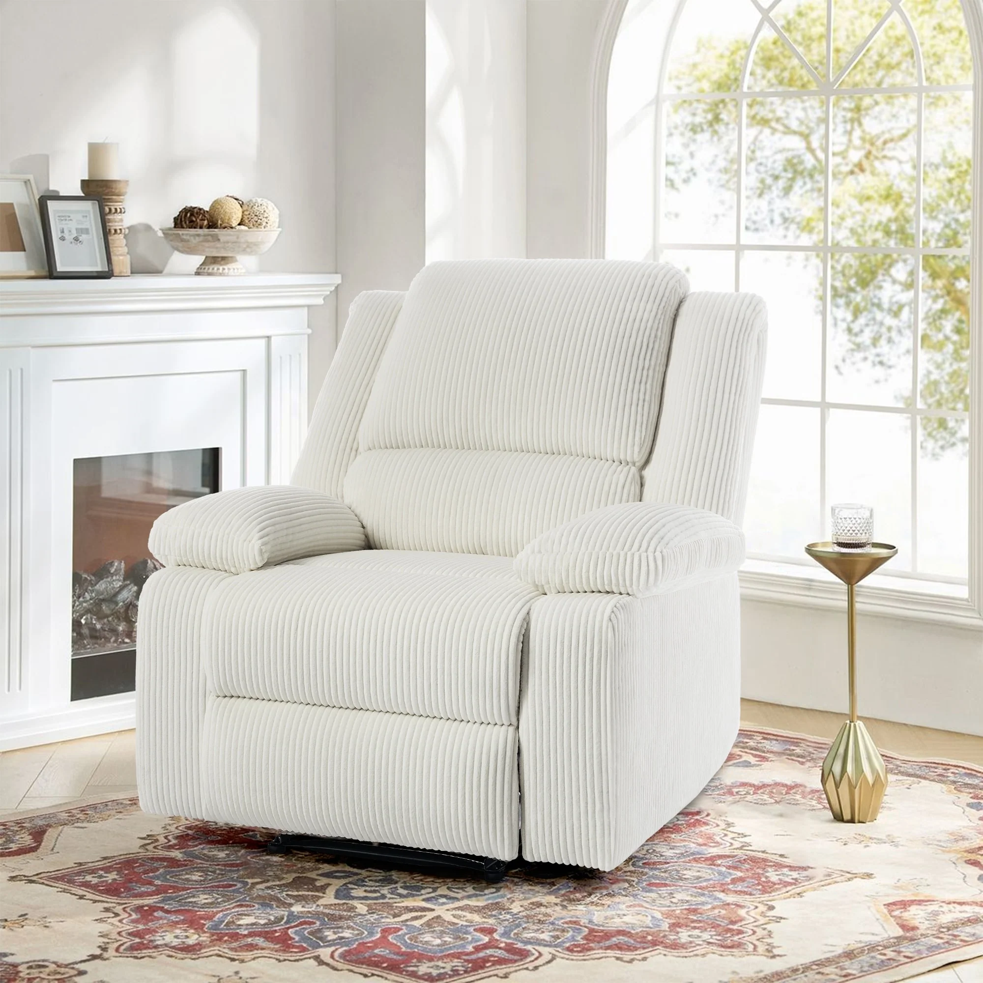 Vegan Leather Upholstered Push Back Manual Recliner Chair