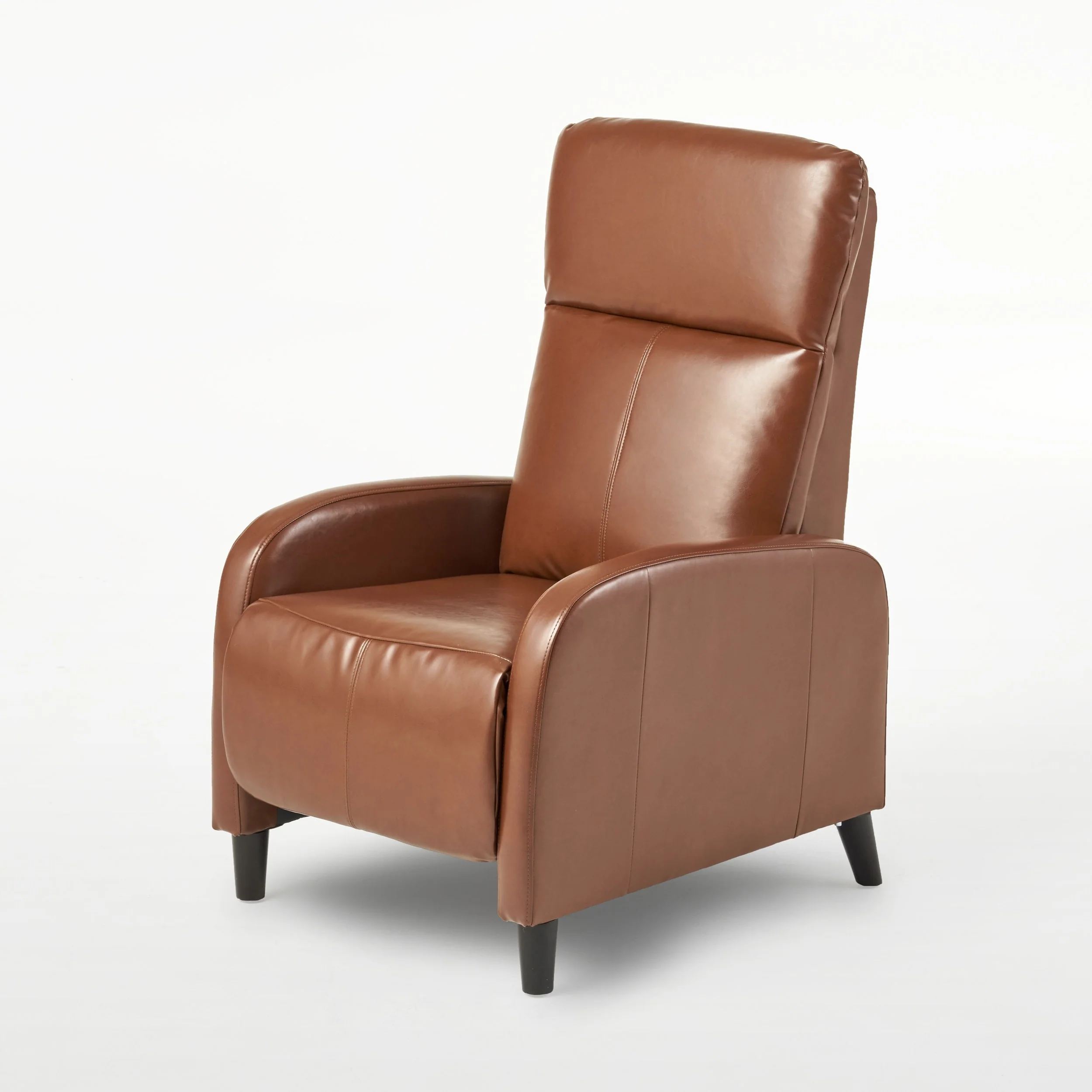 Roomfitters 33.5 Wide Faux Leather Push Back Standard Recliner, Brown