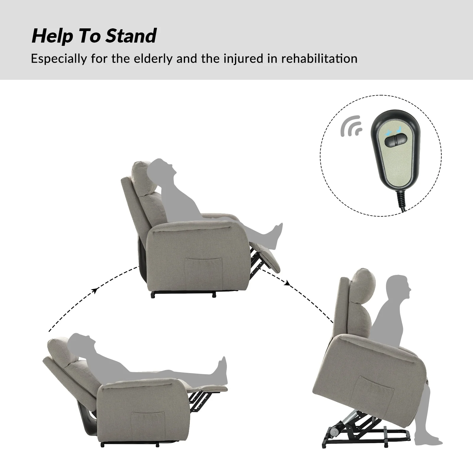 Elisa Power Remote Lift Assist Recliner with Metal Base