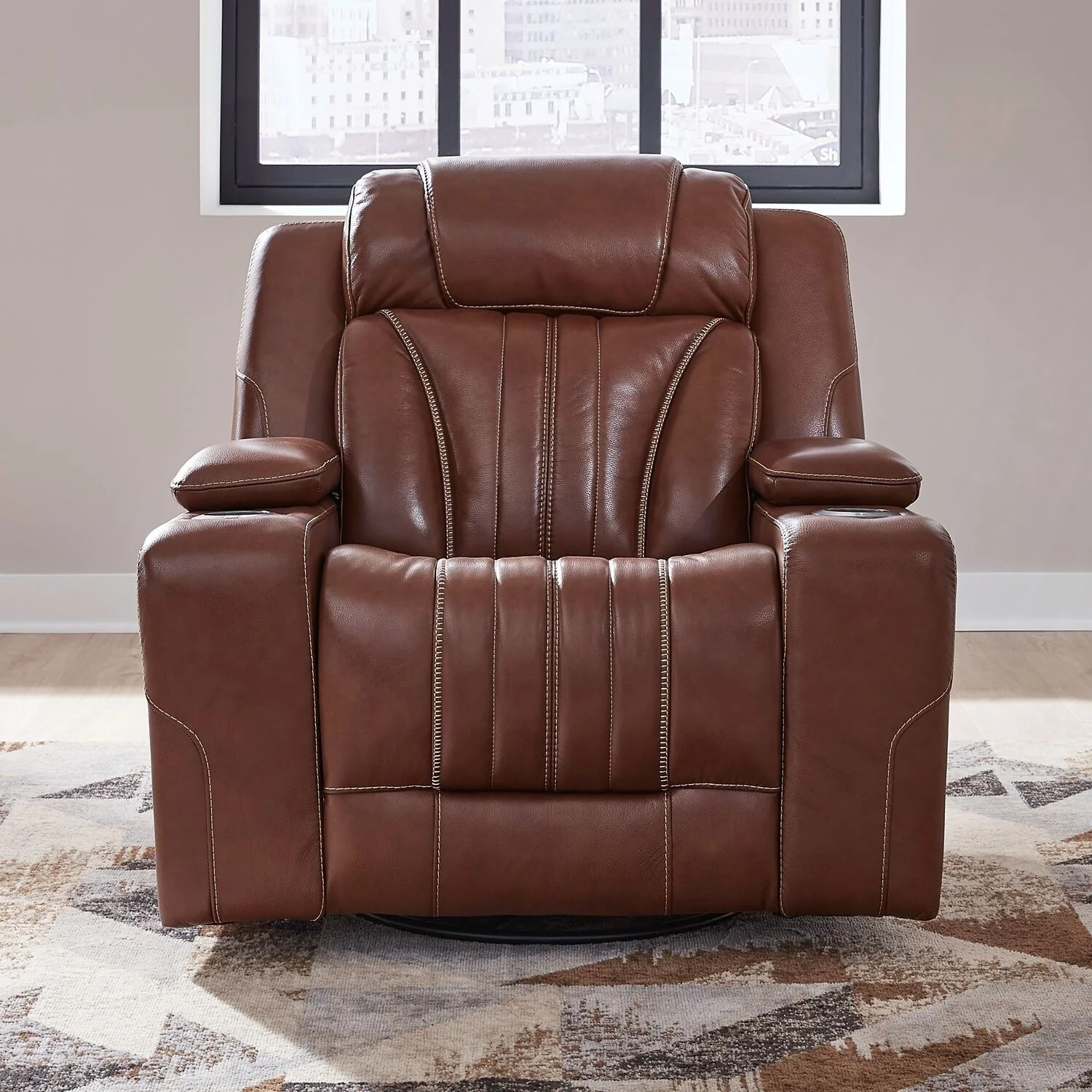 Liberty Furniture Caswell Power Recliner Chestnut Leather