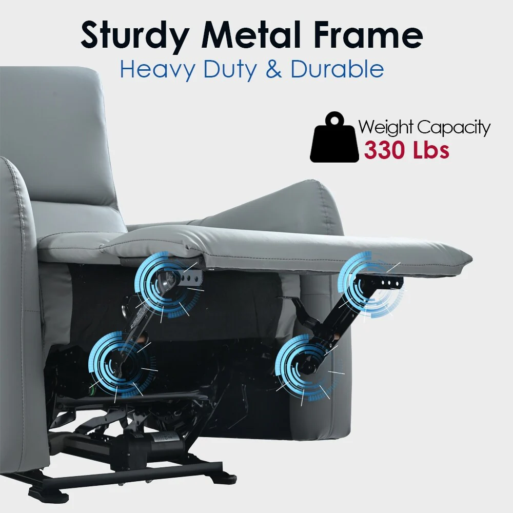 PU Leather Wall?Hugger Power Recliner Chair with USB?C & 330?lbs Capacity