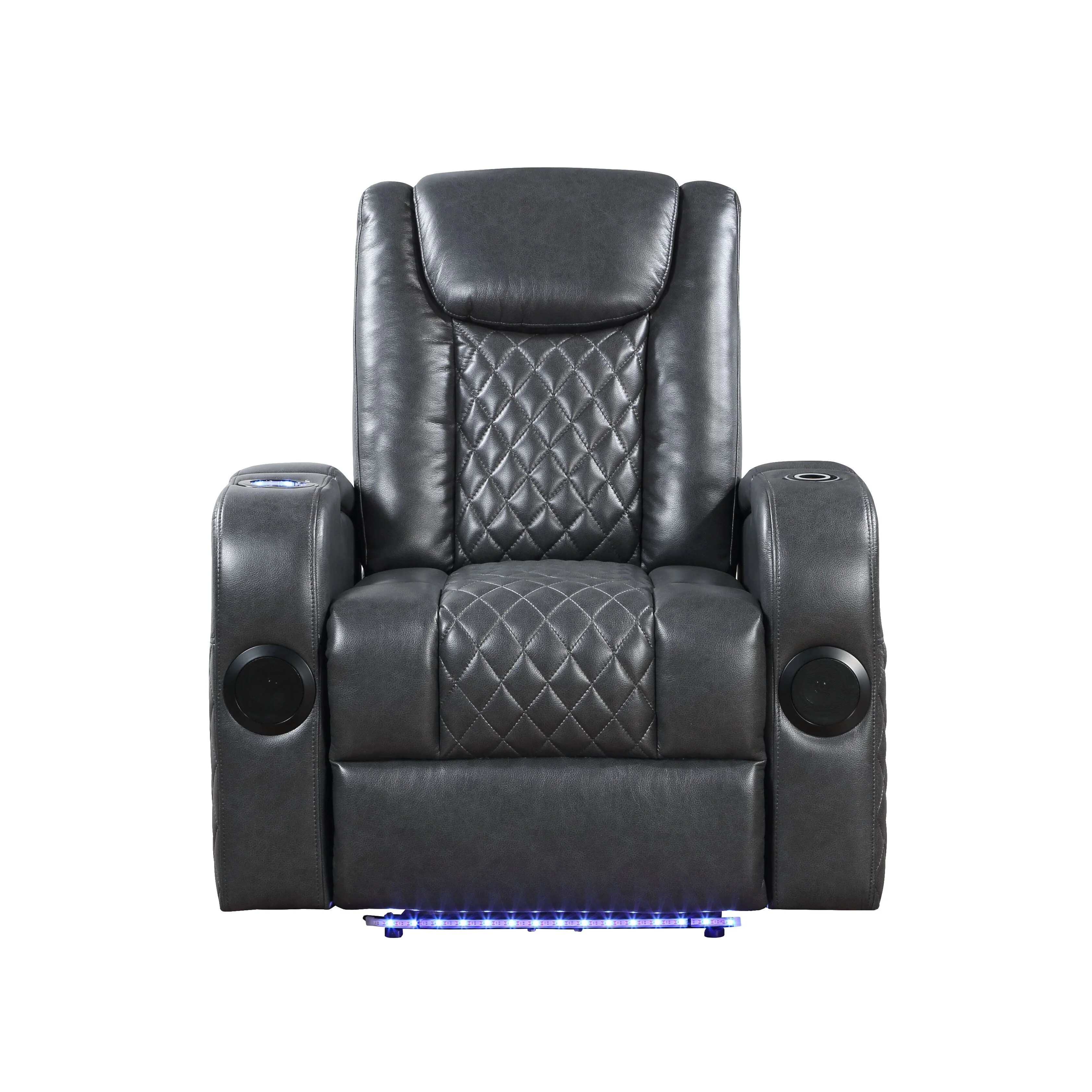 Alair Dark Gray Leather Aire Power Motion Recliner W/Bluetooth, Wireless Charger  Cupholder
