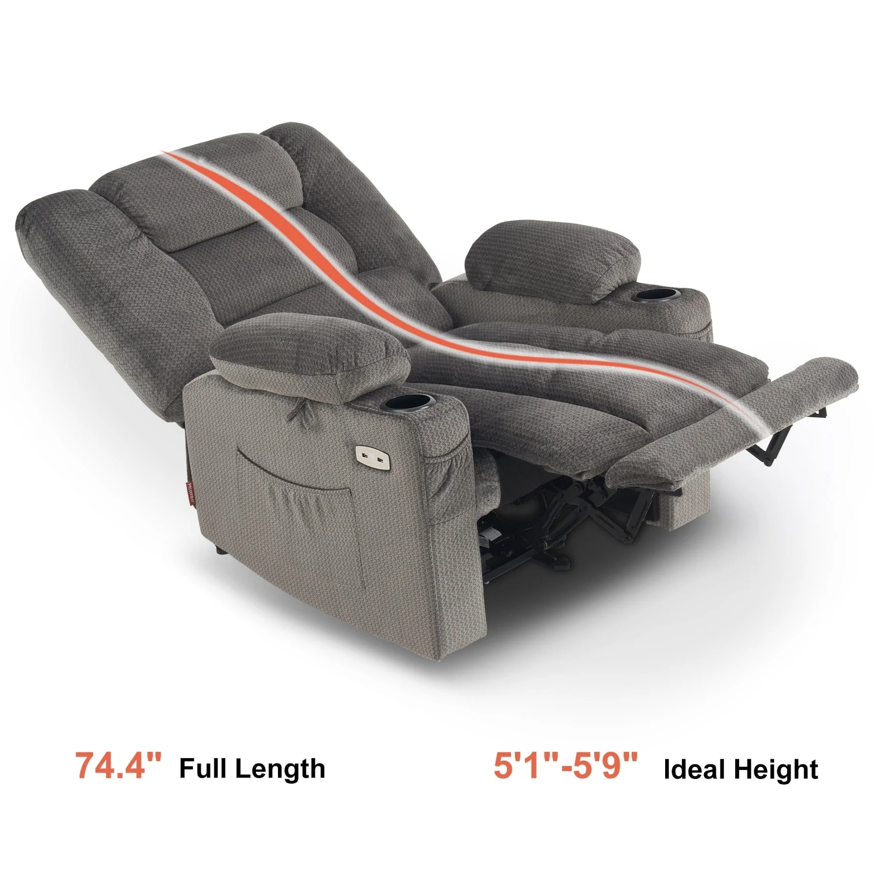 MCombo Electric Power Recliner Chair with Heat and Massage, Fabric 6079/PR670