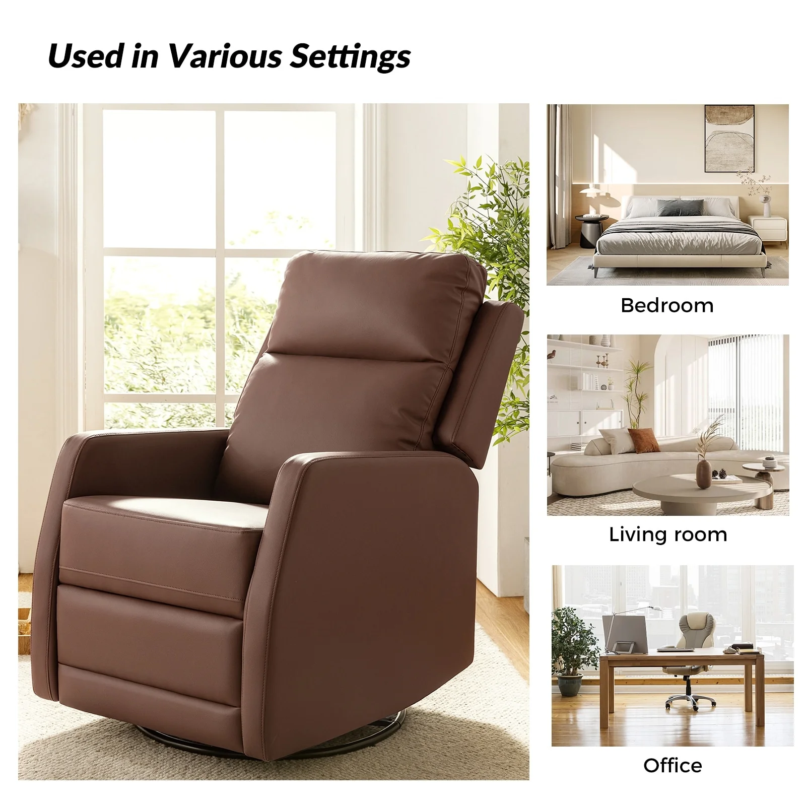 Esteban Modern Faux Leather Manual Rocking Swivel Recliner with Wingback