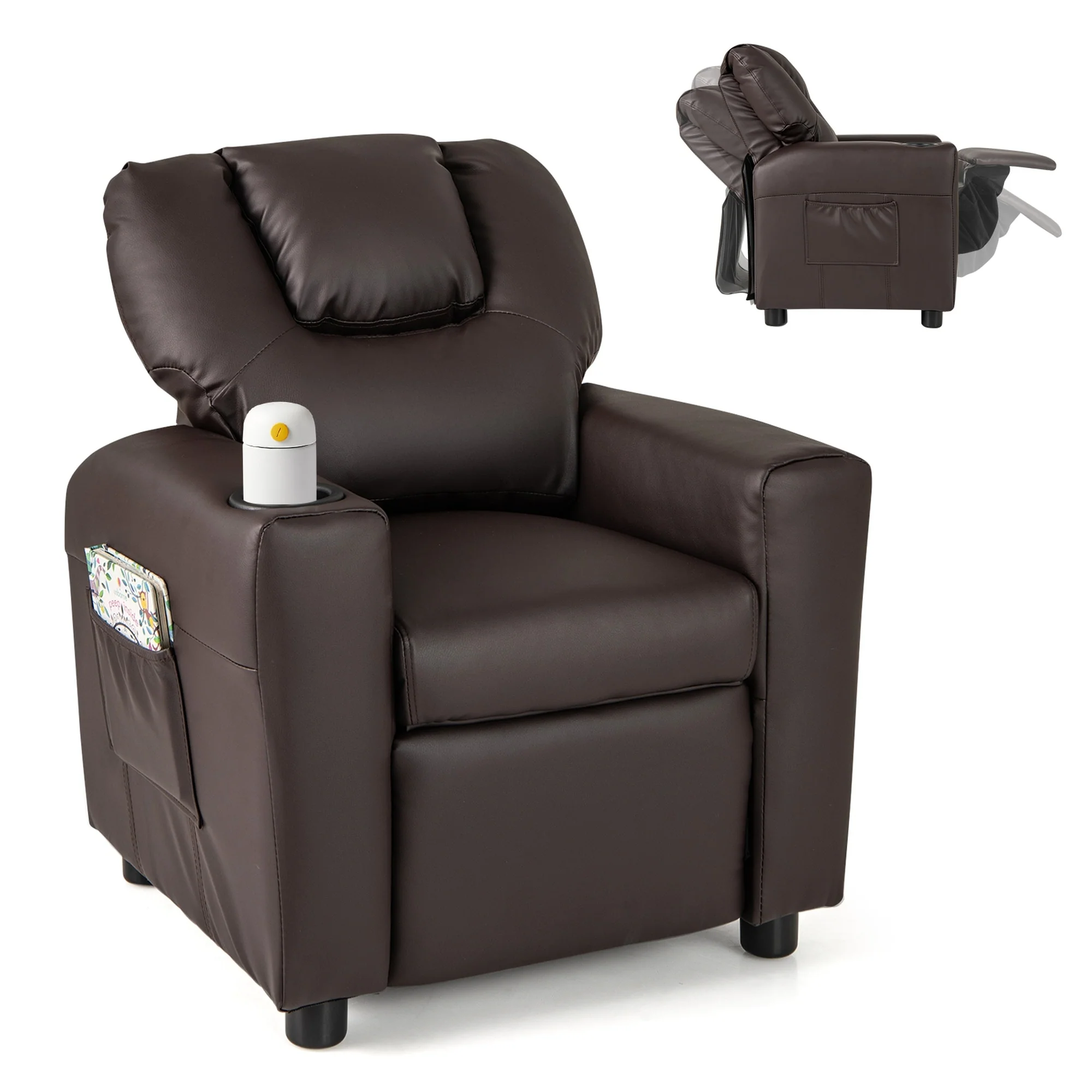 Costway Kids Recliner Chair with Cup Holder  Side Pocket Adjustable