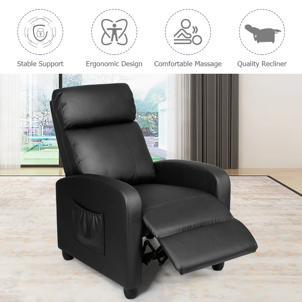 Recliner Massage Chair, Ergonomic Adjustable Single Sofa with Padded