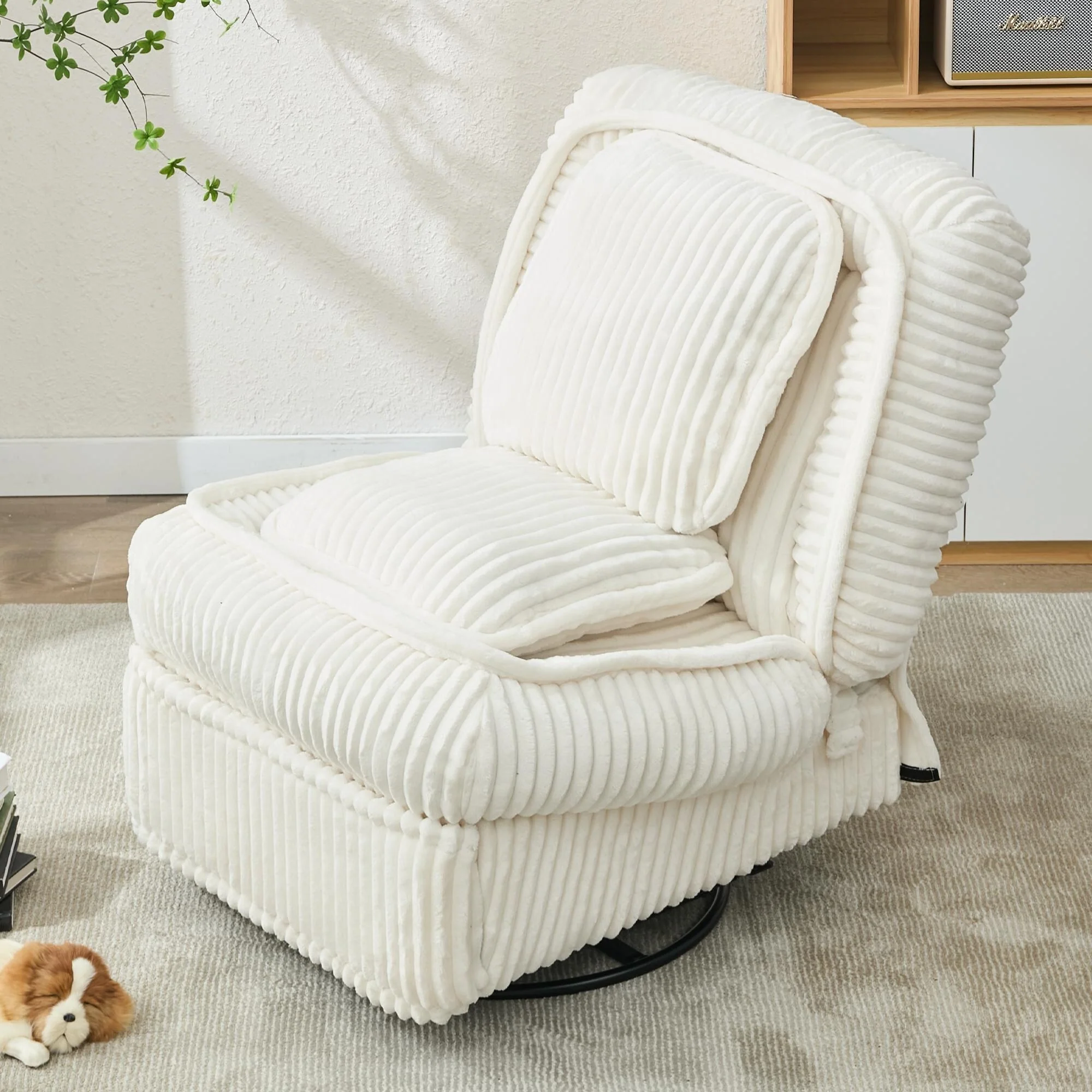 360�� Swivel Rocking Single Sofa,Recliner Sofa, Manual Glider Rocking Armless Chair,Living Room Office