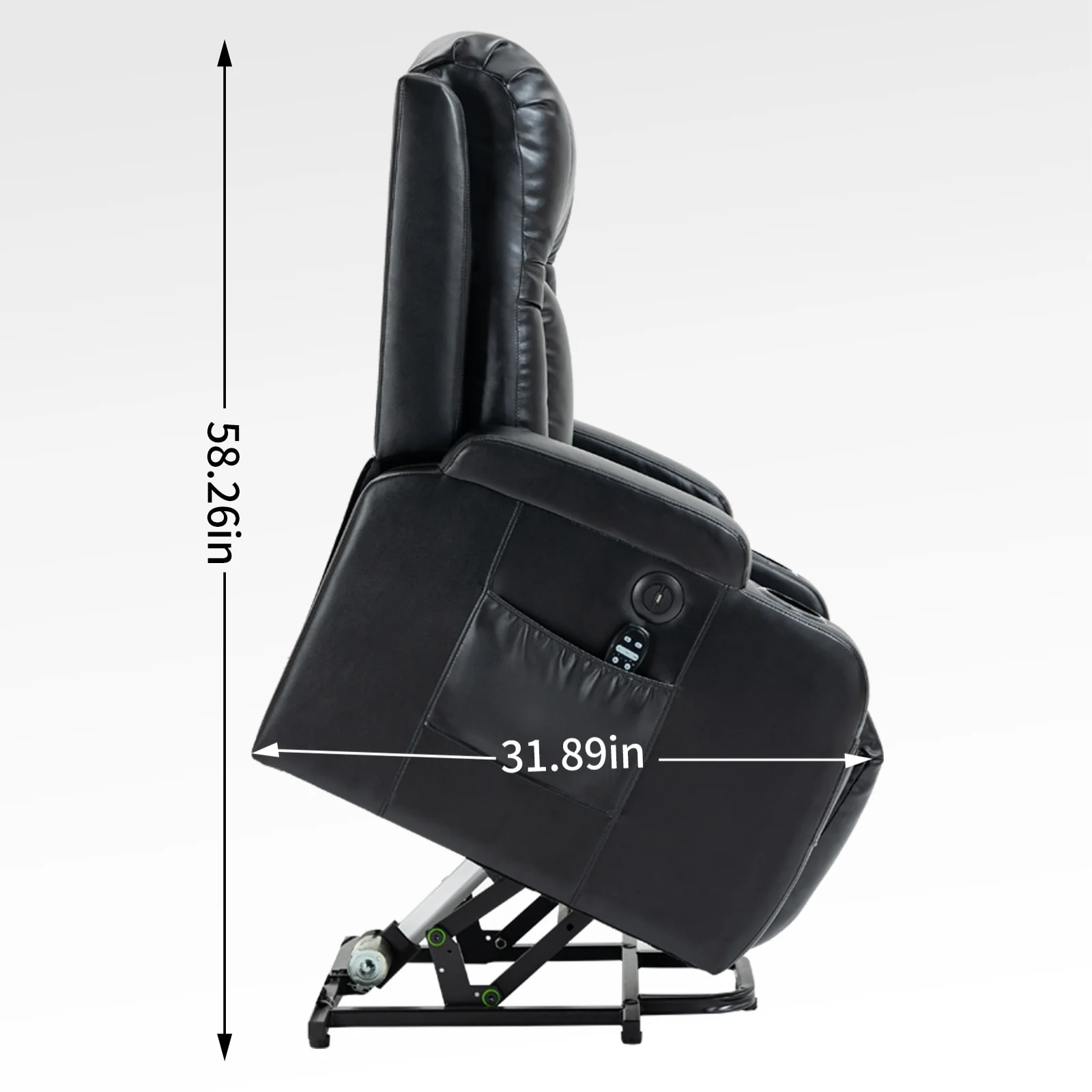 Heavy-Duty Power Lift Recliner with 8-Point Massage, Lumbar Heat Therapy, USB Charging, Dual Cup Holders, and Spacious Seating