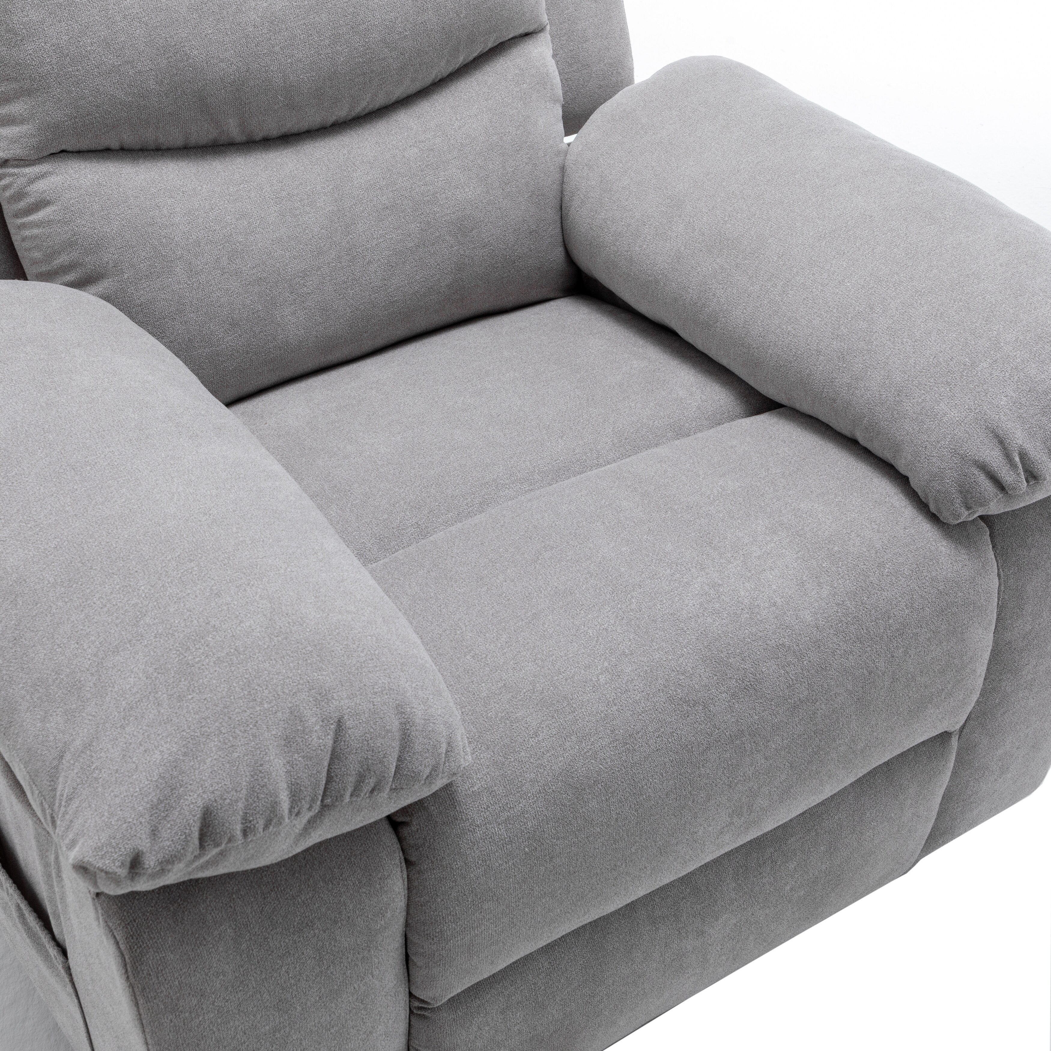 Living Room Single Reclining Sofa, Power Lift Velvet Recliner with Adjustable Massage and Heat & Side Pocket, Infinite Position