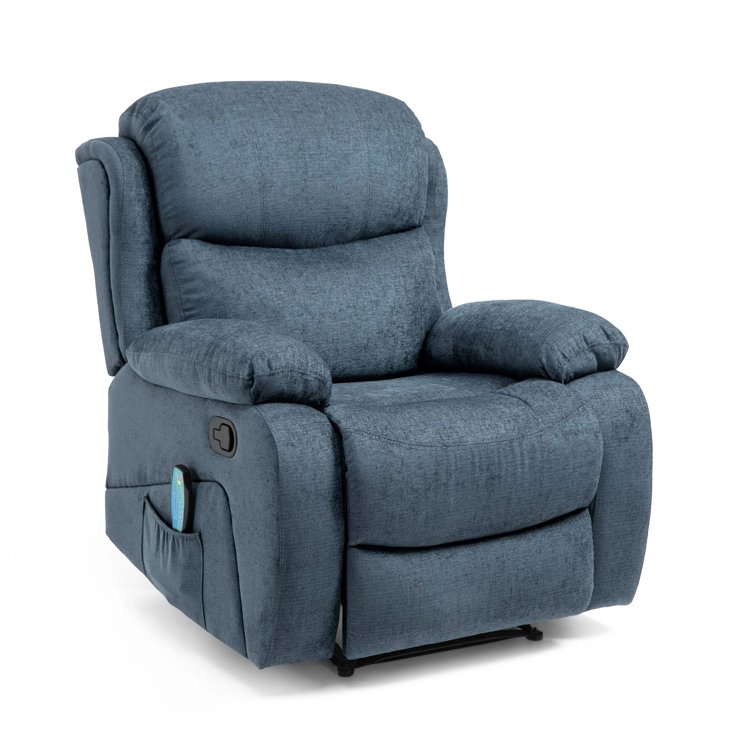 Grey Tufted Massage Recliner with Heating, Remote Control, and Manual Recline - 5 Massage Modes, Side Pocket