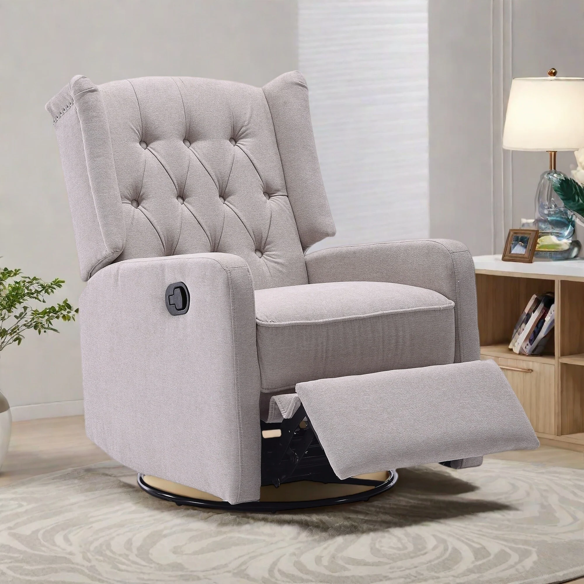Swivel Recliner Rocking Lounge Chair with Footrest, Glider Motion, and Ergonomic Design